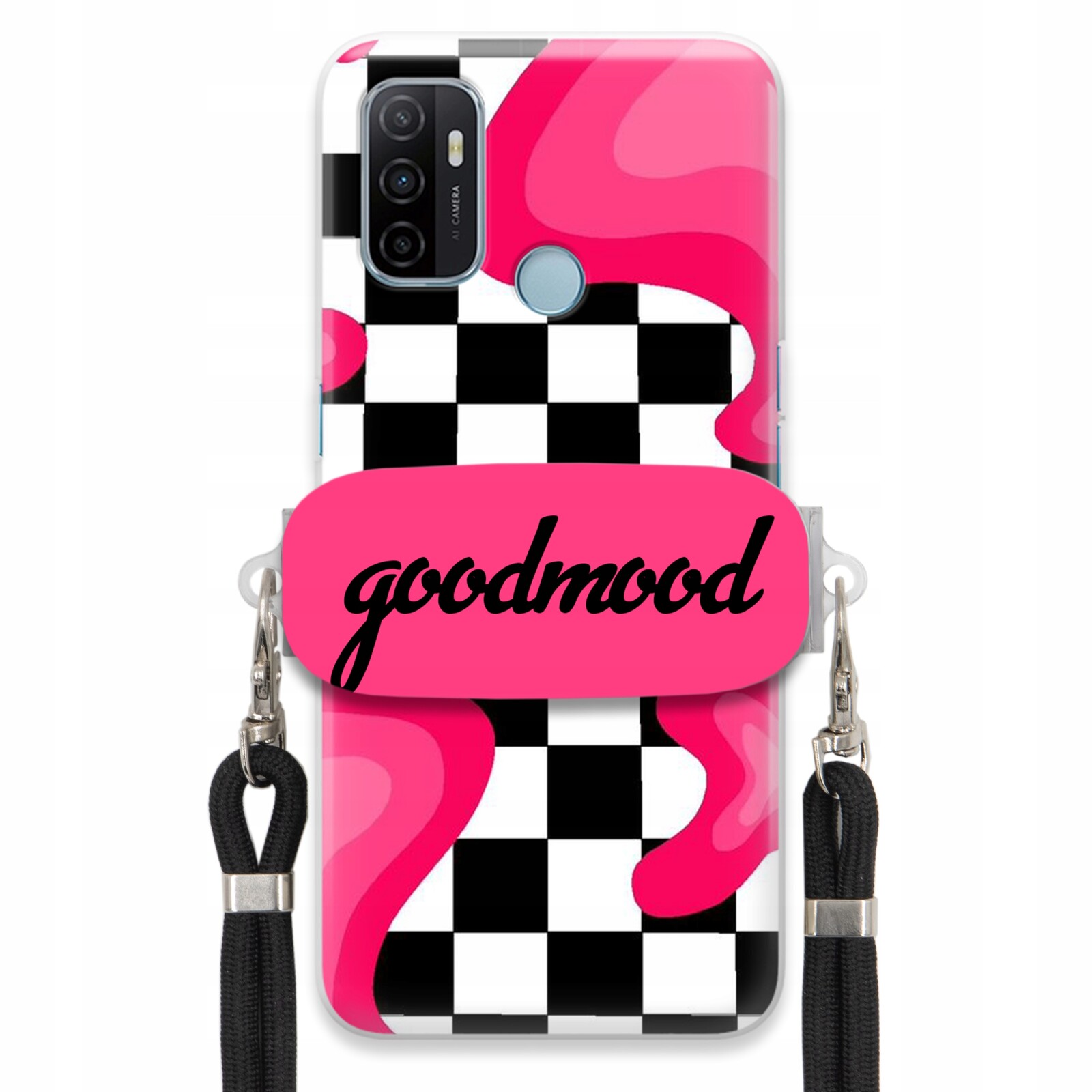 Pouzdro Pro Oppo A53 Sada Case Držák Na Vodítko Černá Pro Teenagery Splash