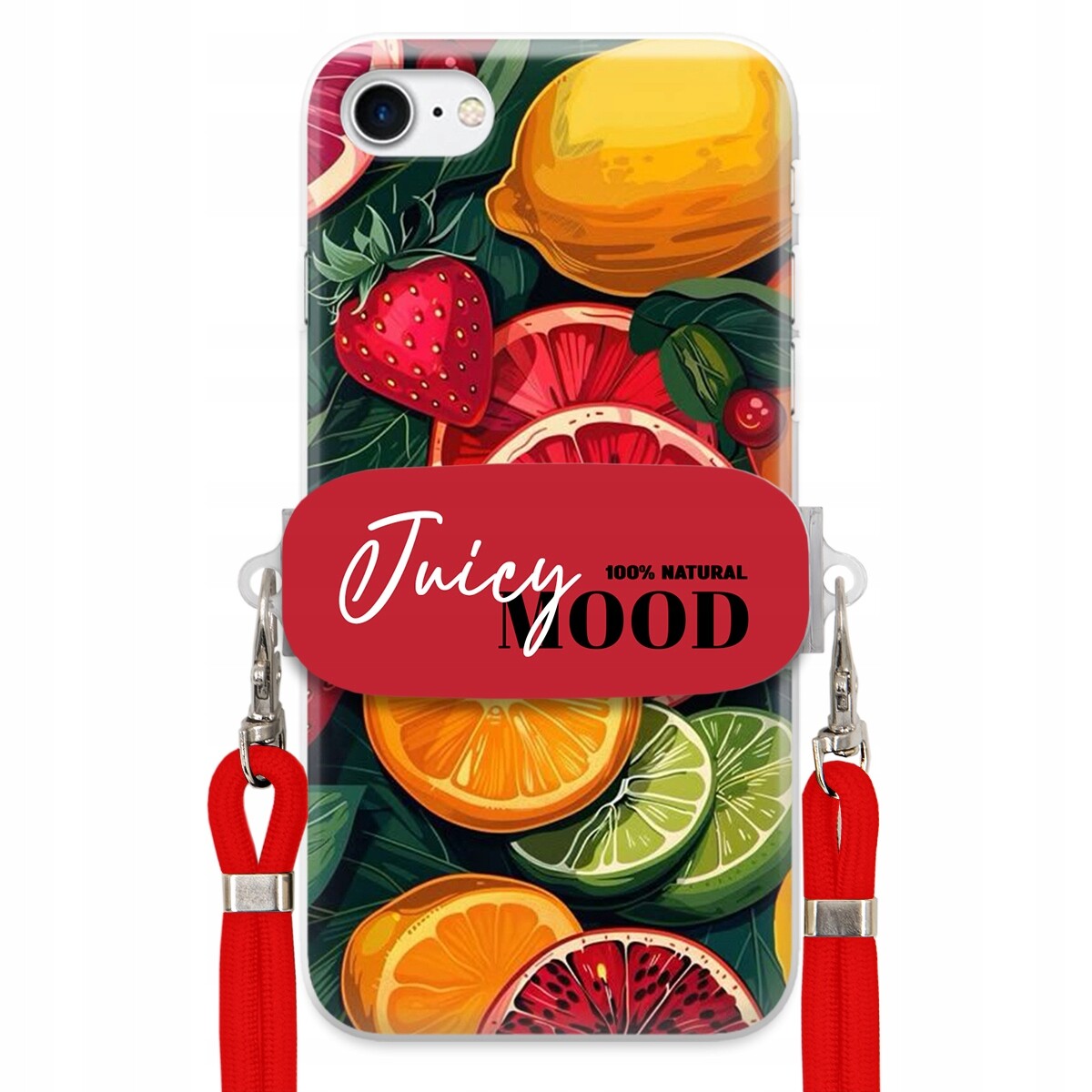 Pouzdro pro iPhone 7 Červené vodítko Crossbody+ Držák Módní Juice Mood Ovoce