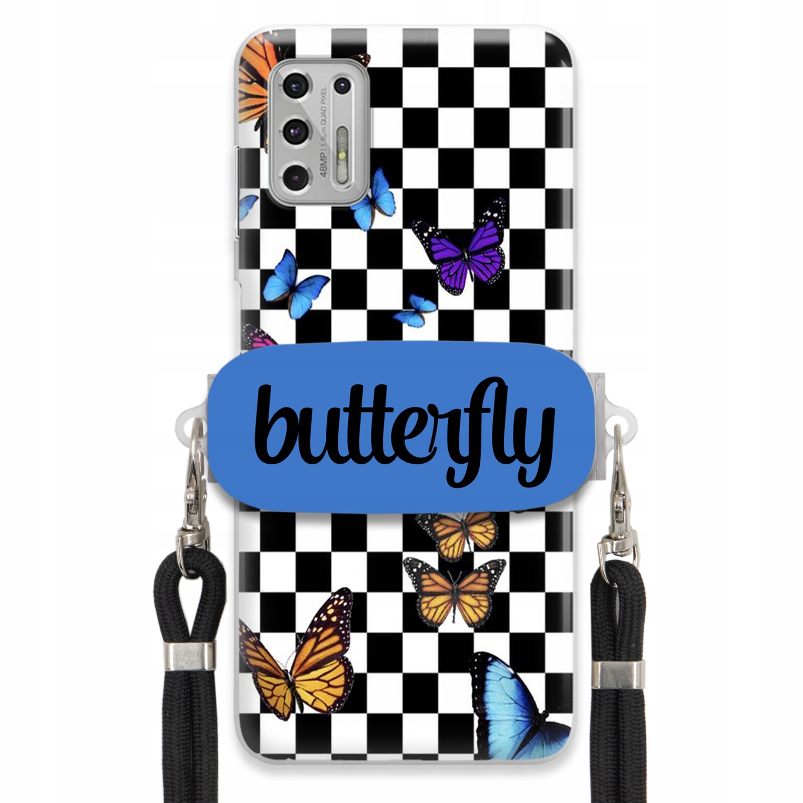 Pouzdro Pro Motorola G Stylus 2021 Case Obdélníkový Držák Černého Vodítka Butterfly