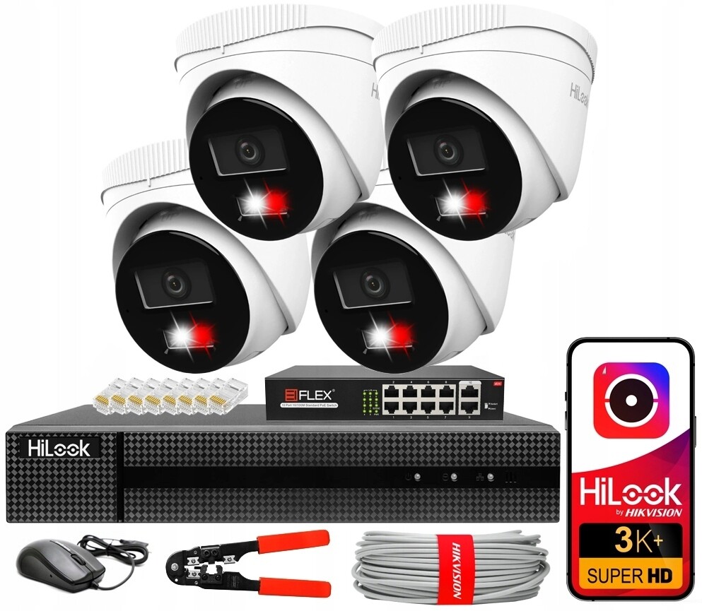 Sada pro monitorování Ip 4 Kamery 6MPx PoE Venkovní Nvr Switch Eiflex