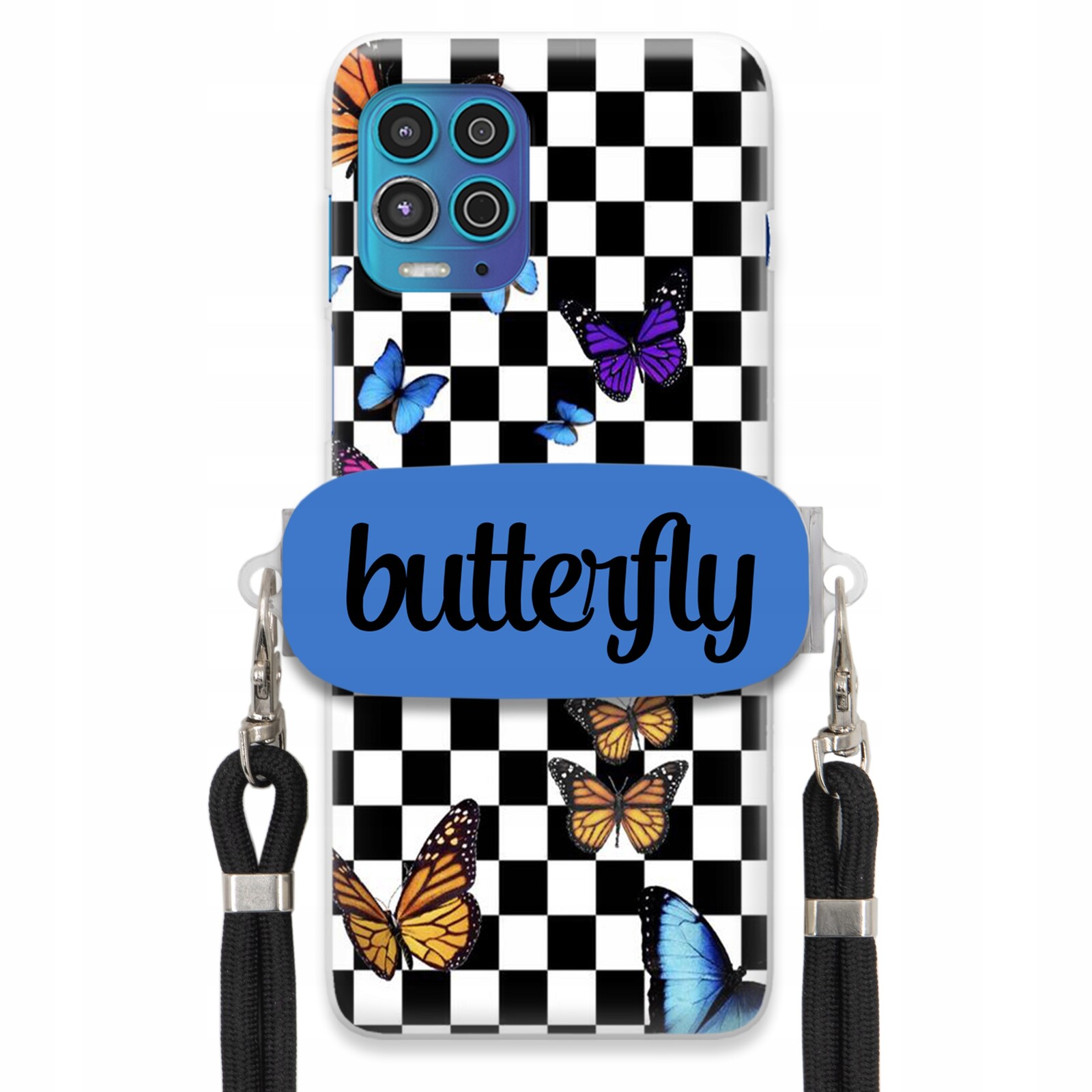 Pouzdro Pro Motorola Edge S Case Obdélníkový Úchyt Vodítko Butterfly Motýli