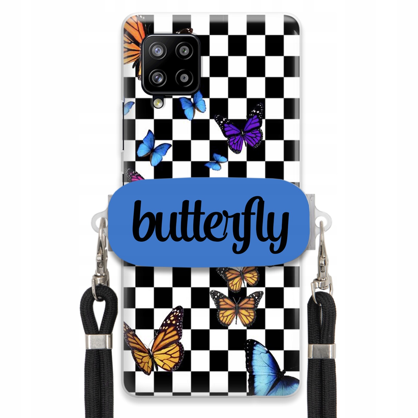 Pouzdro Pro Samsung A42 5G Case Obdélníkový Úchyt Černé Vodítko Butterfly Motýli