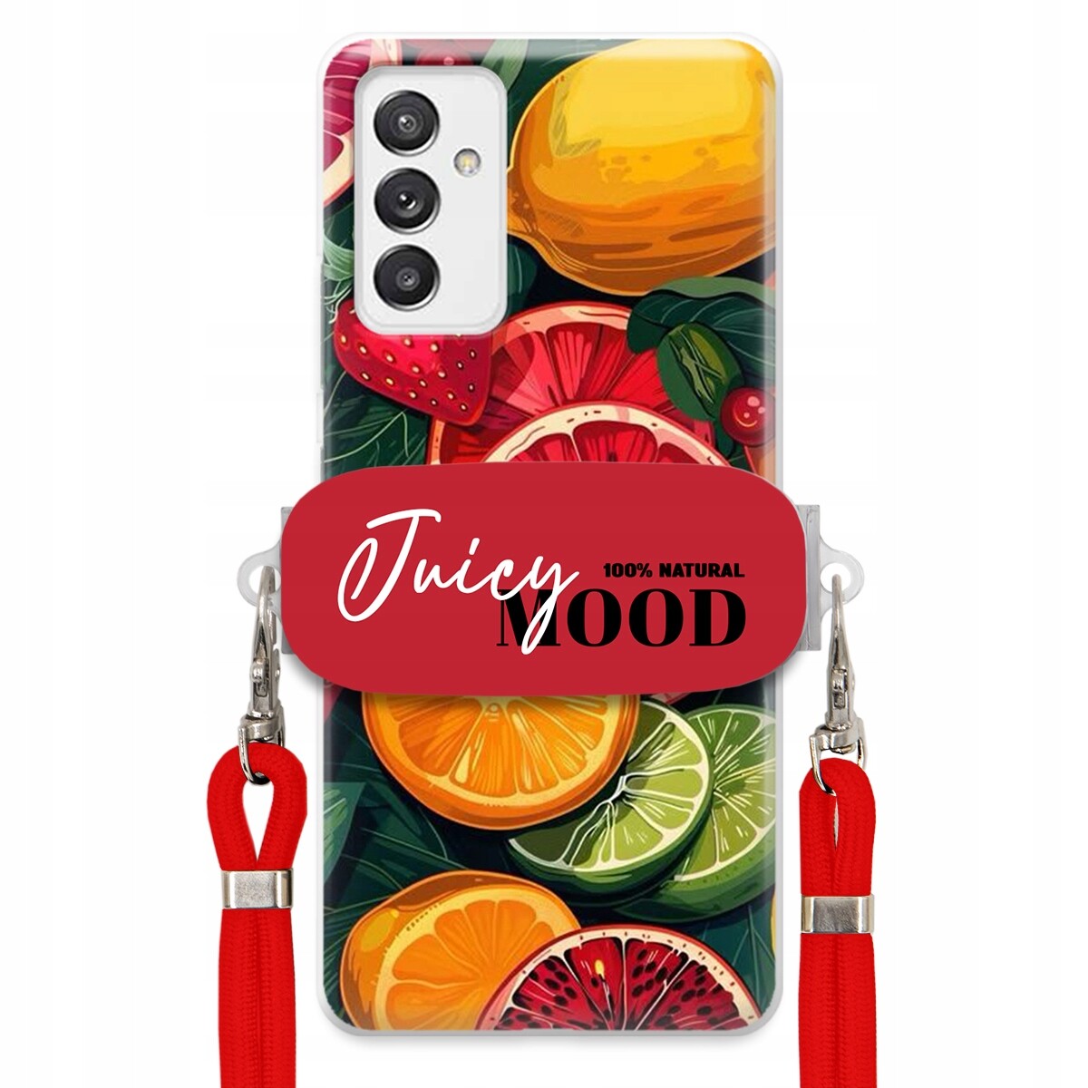 Pouzdro pro Samsung A82 5G Červené vodítko Crossbody+ Držák Juice Mood Ovoce