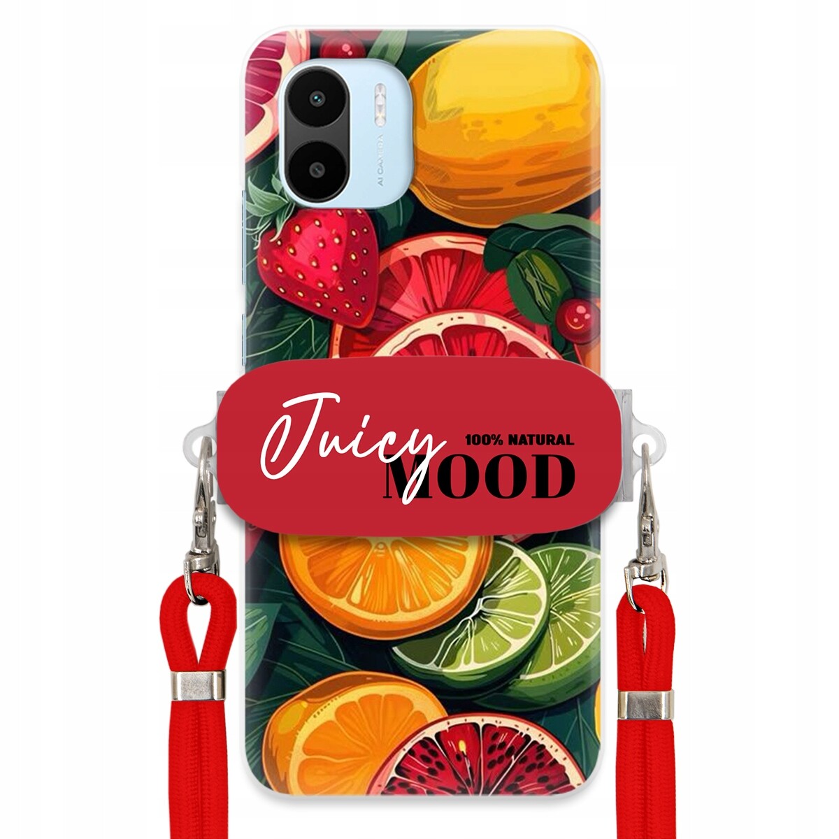 Pouzdro pro Xiaomi Redmi A1 Červené vodítko Crossbody+ Držák Juice Mood Ovoce