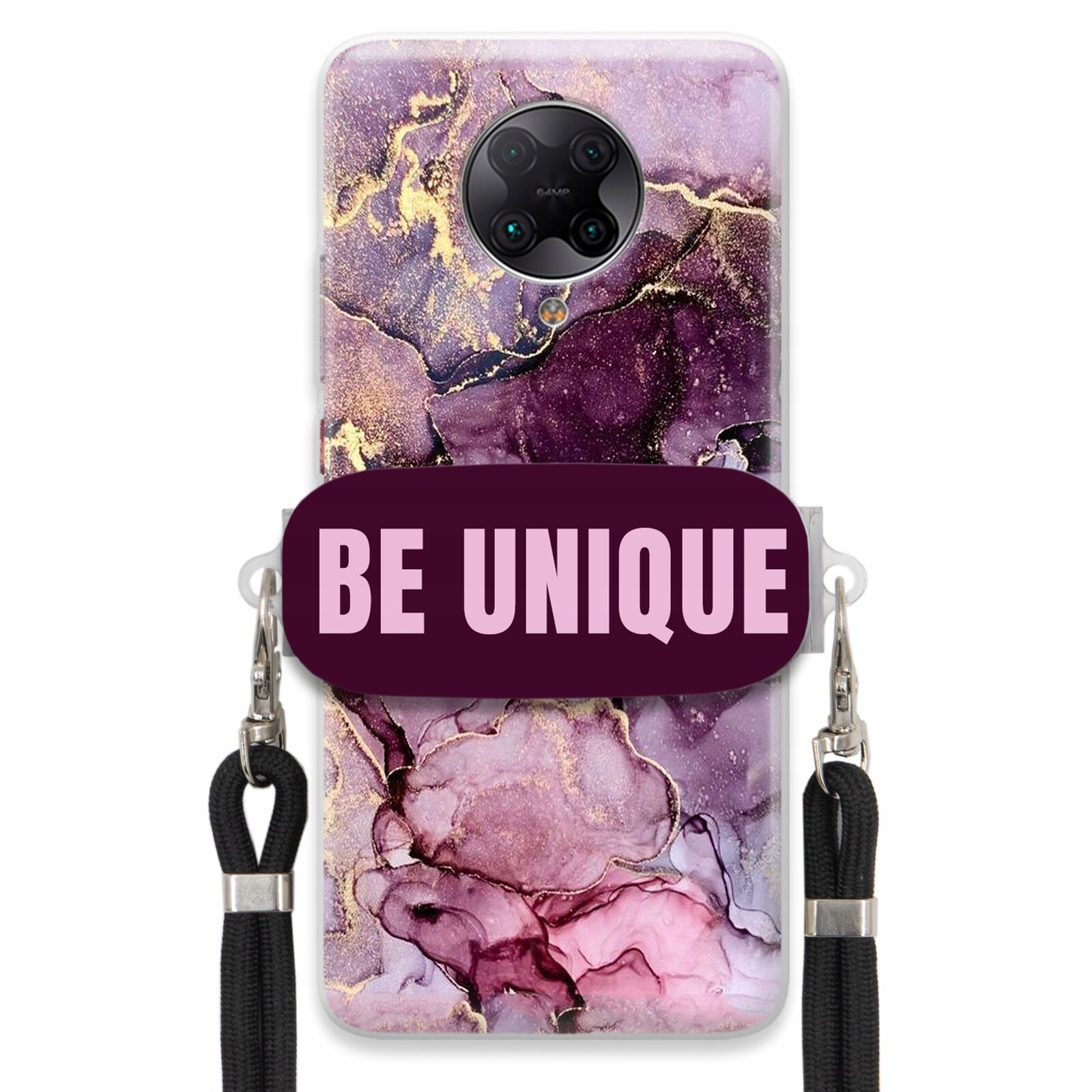 Pouzdro pro Xiaomi Poco F2 Pro Case Uchyt pro šňůrku Černá Fialová Mramorová