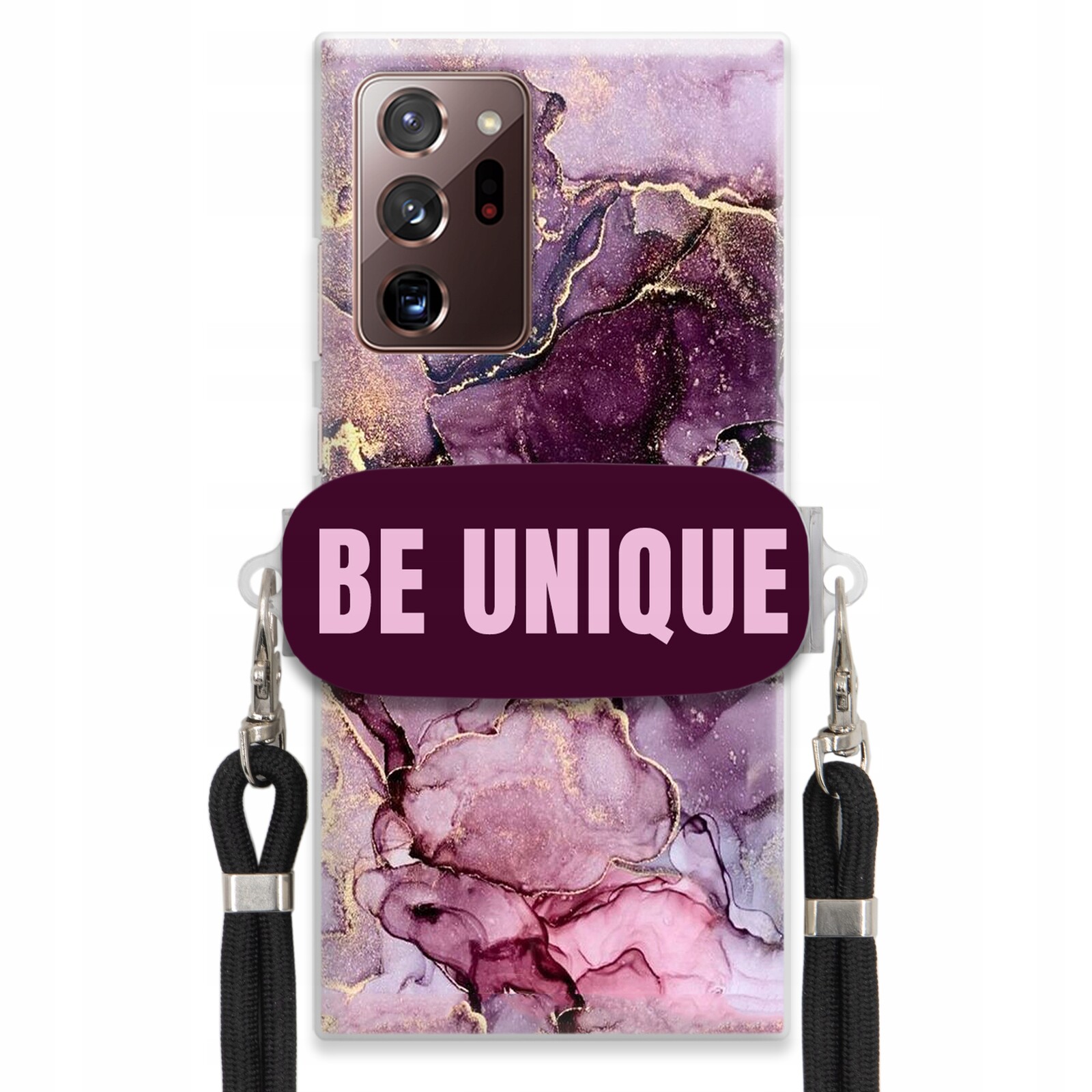 Pouzdro Premium pro Samsung Note 20 Plus Sklopná šňůra Černá Fialová Mramorová