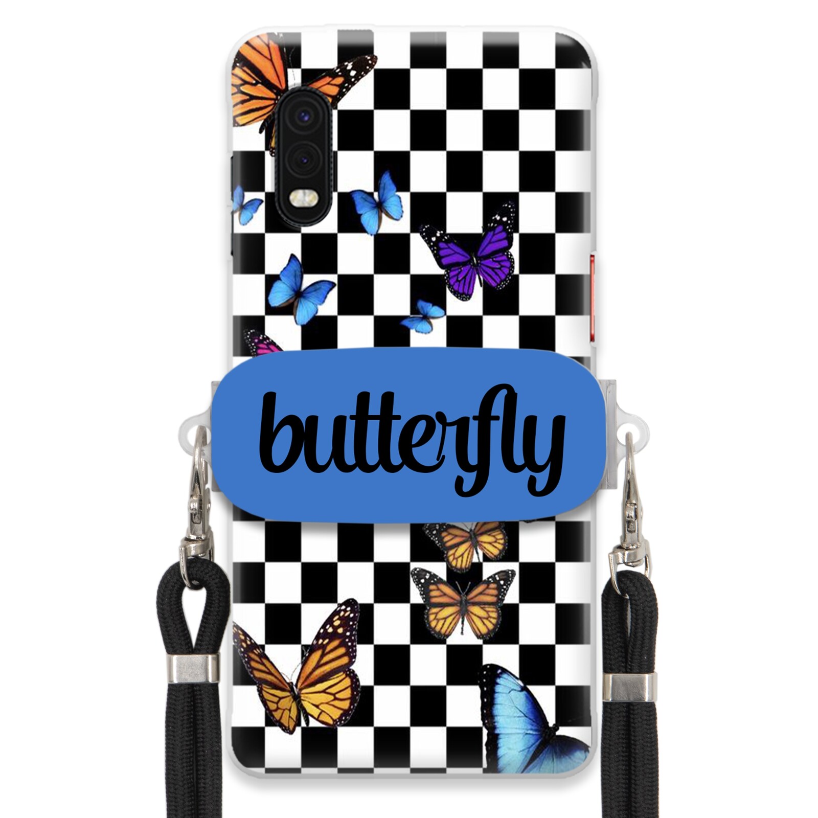 Pouzdro Pro Samsung Xcover Pro Case Obdélníkový Držák Vodítka Butterfly Motýli