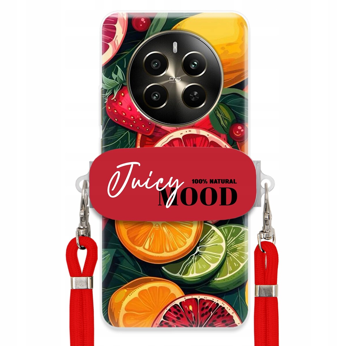 Pouzdro pro Realme 12 Plus 5G Červené vodítko Držák Fruit Ovoce Juice Mood
