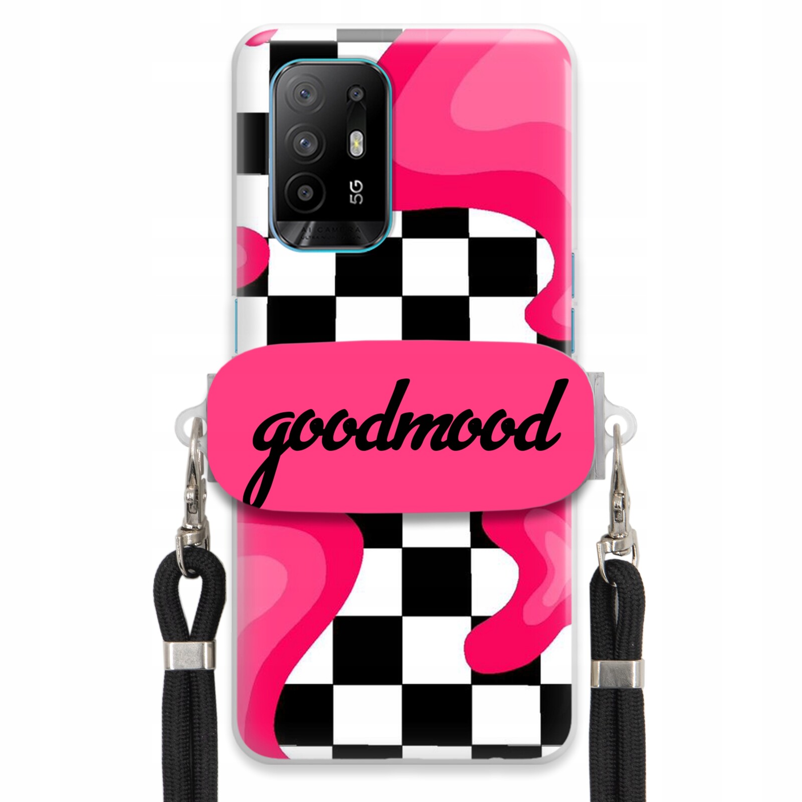 Pouzdro Pro Oppo F19 Pro Plus 5G Set Case Držák Na Vodítko Černá Módní Splash