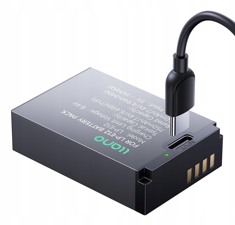 Akumulátor llano LP-E12 s kapacitou 750 mAh a portem Usb-c pro Canon