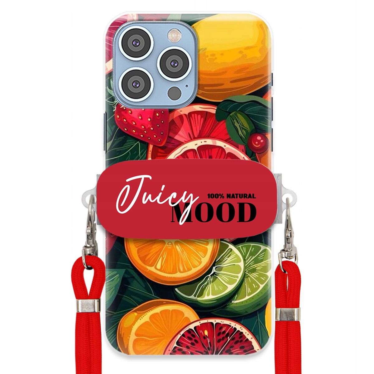 Pouzdro pro iPhone 15 Pro Max Červené vodítko Držák Fruit Ovoce Juice Mood