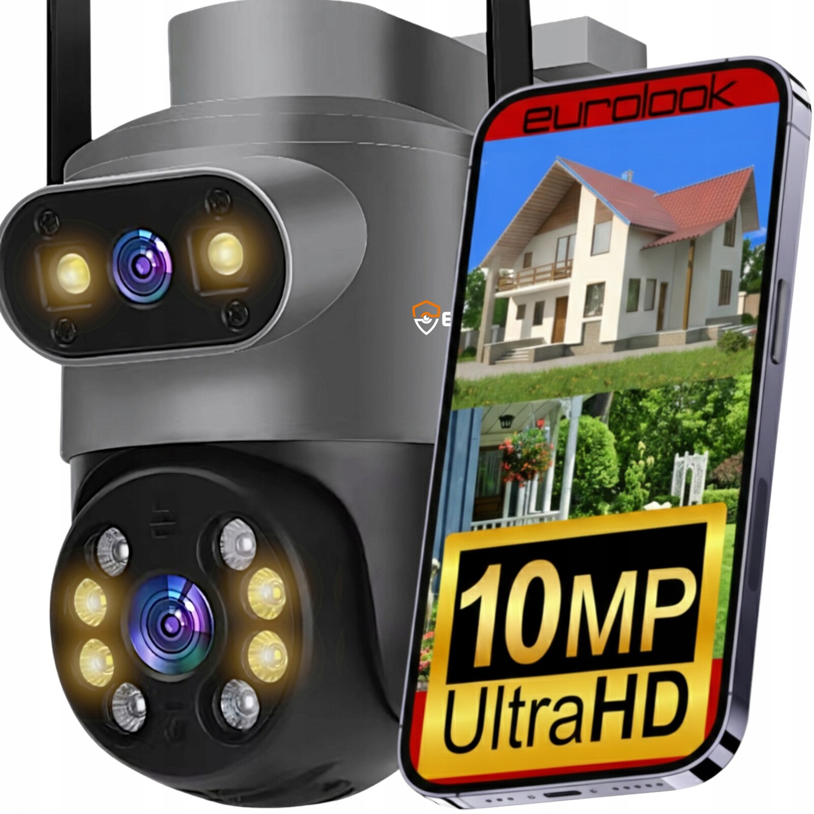 Dvojitá Venkovní Wifi Otočná Kamera Ip 10MPX Uhd Aplikace 4K Audio