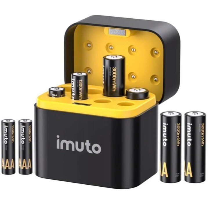 Nabíjecí Baterie Imuto 3000 Mah A 1500 Mah S Nabíjecí Stanicí 8 Kusů