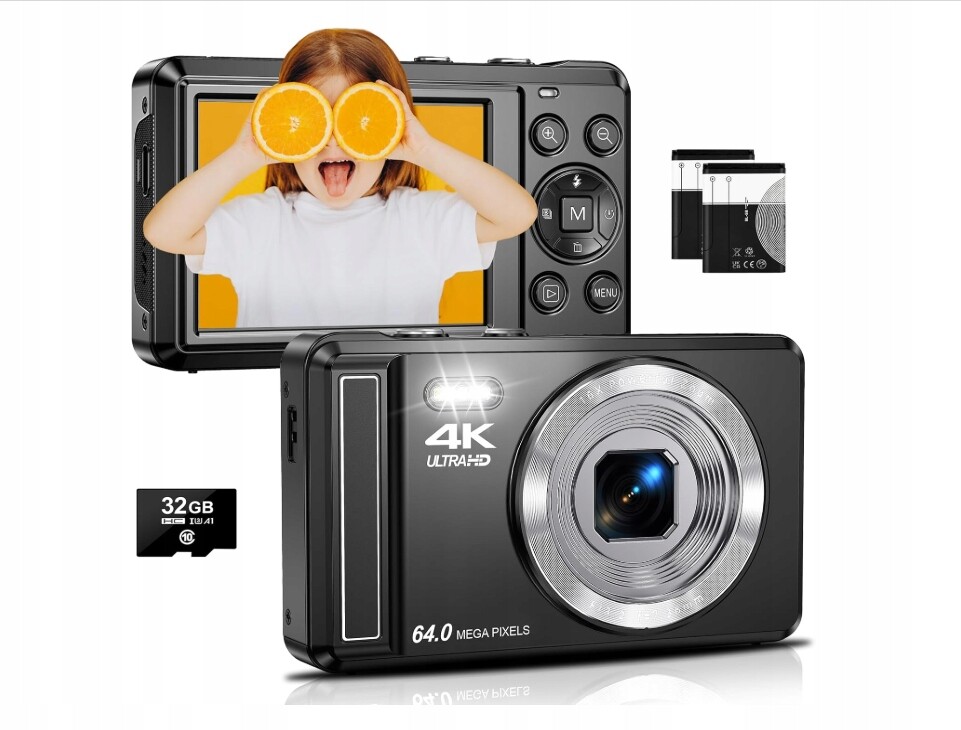 Digitální fotoaparát – 4K Uhd 64 Mp, digitální fotoaparát typu „point and shoot“