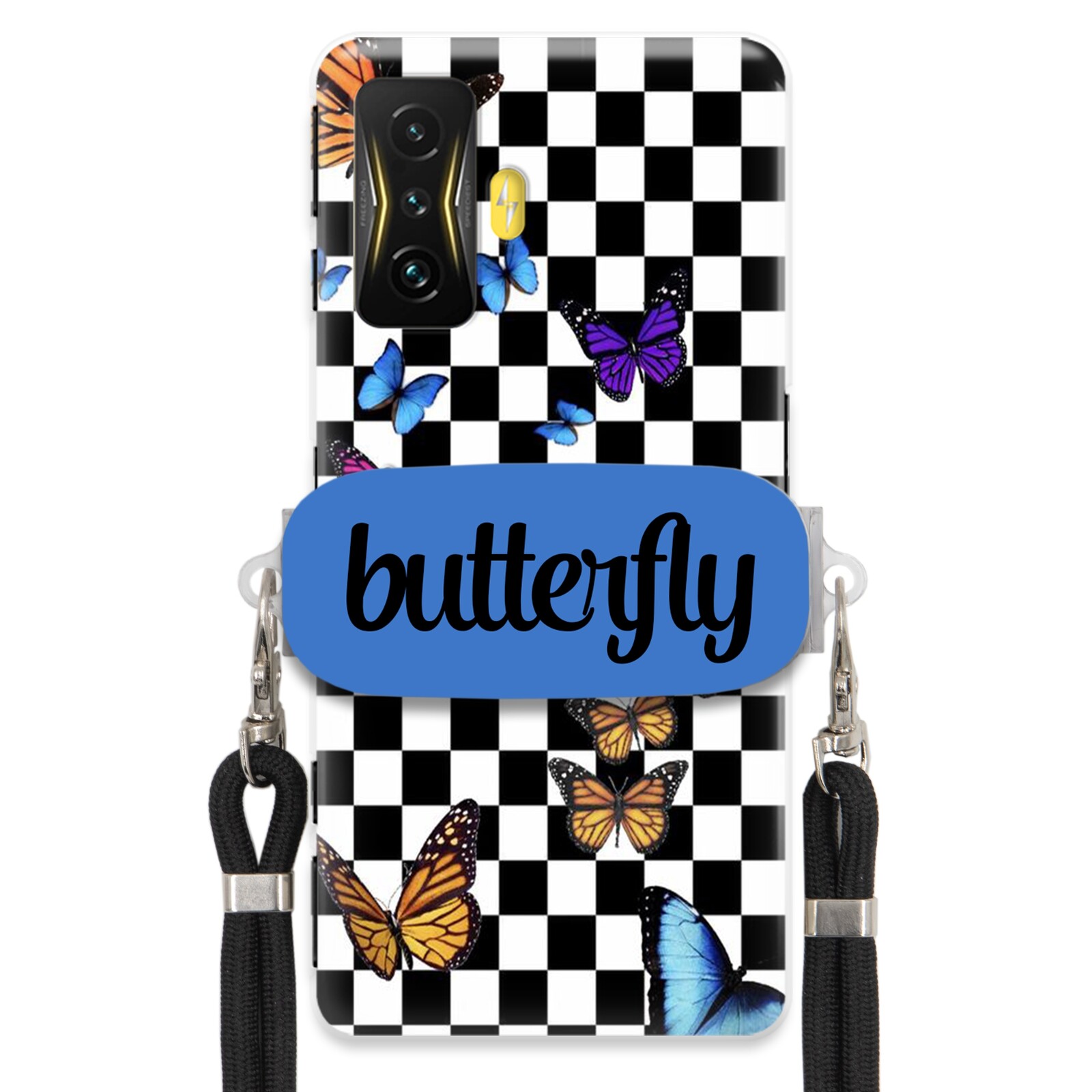 Pouzdro Pro Xiaomi Poco F4 Gt Case Obdélníkový Držák Vodítka Butterfly Motýli