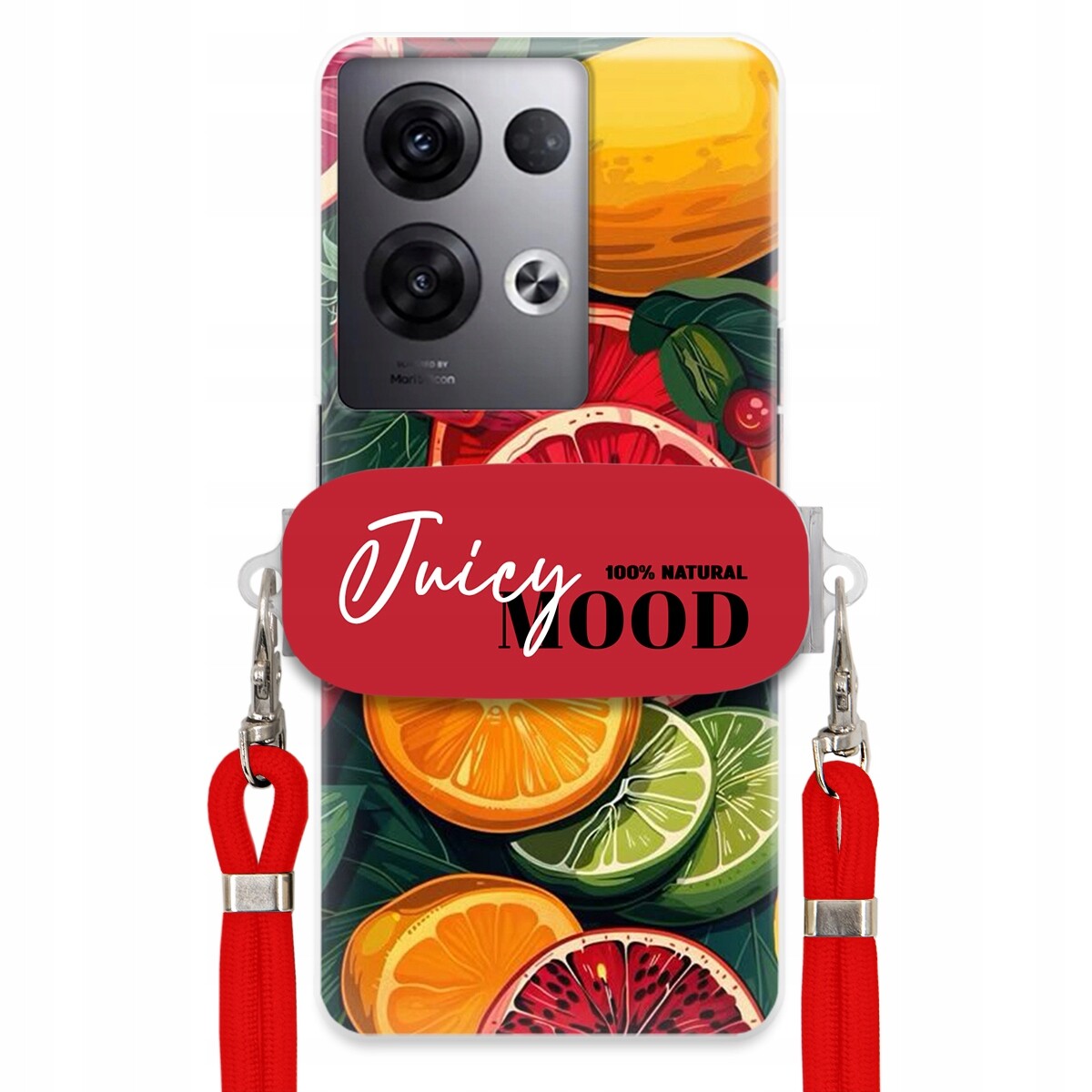 Pouzdro pro Oppo Reno 8 Pro Plus Červené vodítko Držák Fruit Ovoce Juice Mood