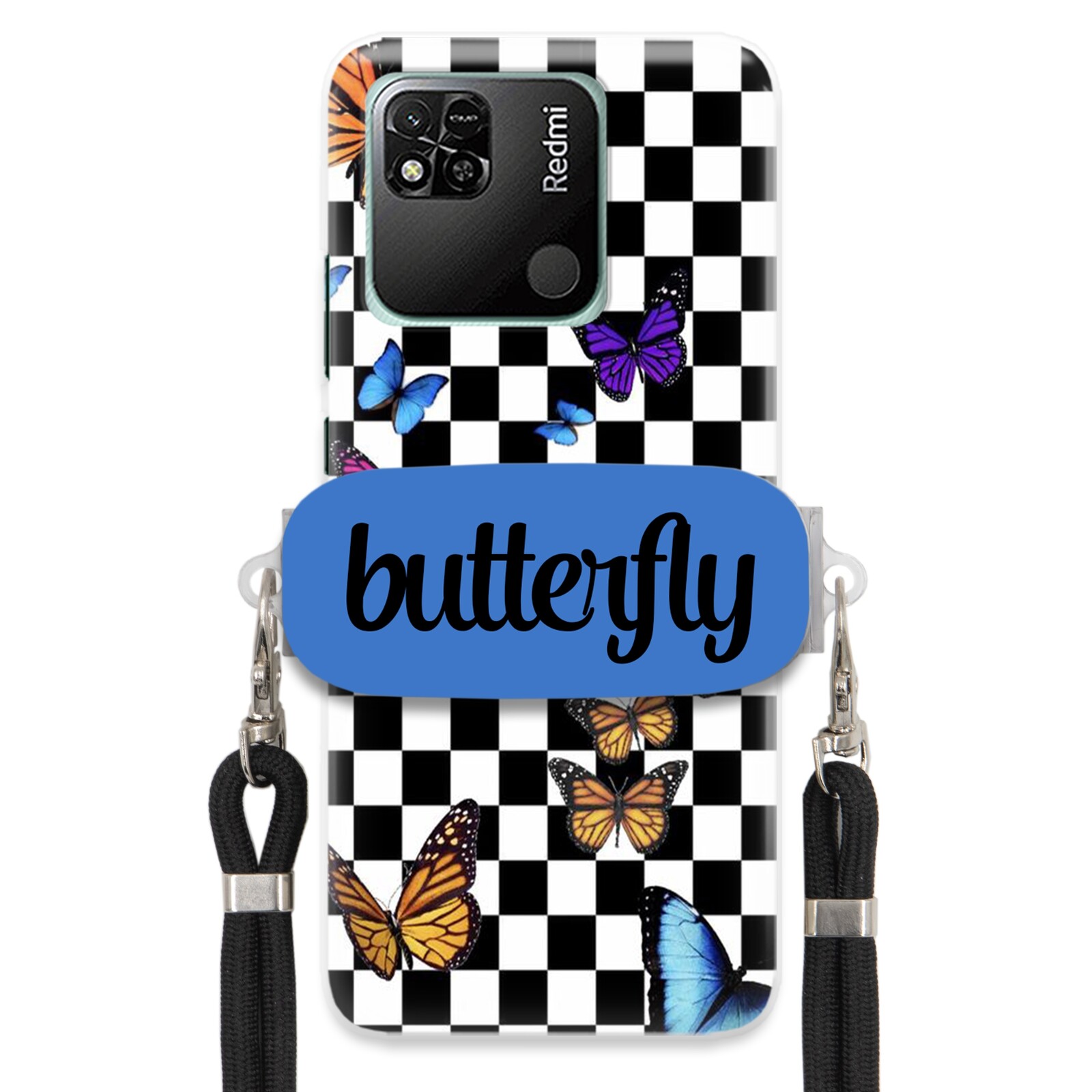 Pouzdro Pro Xiaomi Redmi 10A 4G Case Obdélníkový Držák Vodítka Butterfly Motýli
