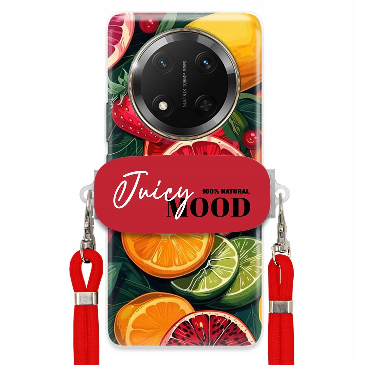 Pouzdro pro Honor Magic 7 Lite Červené vodítko rukojeť Fruit Ovoce Juice Mood