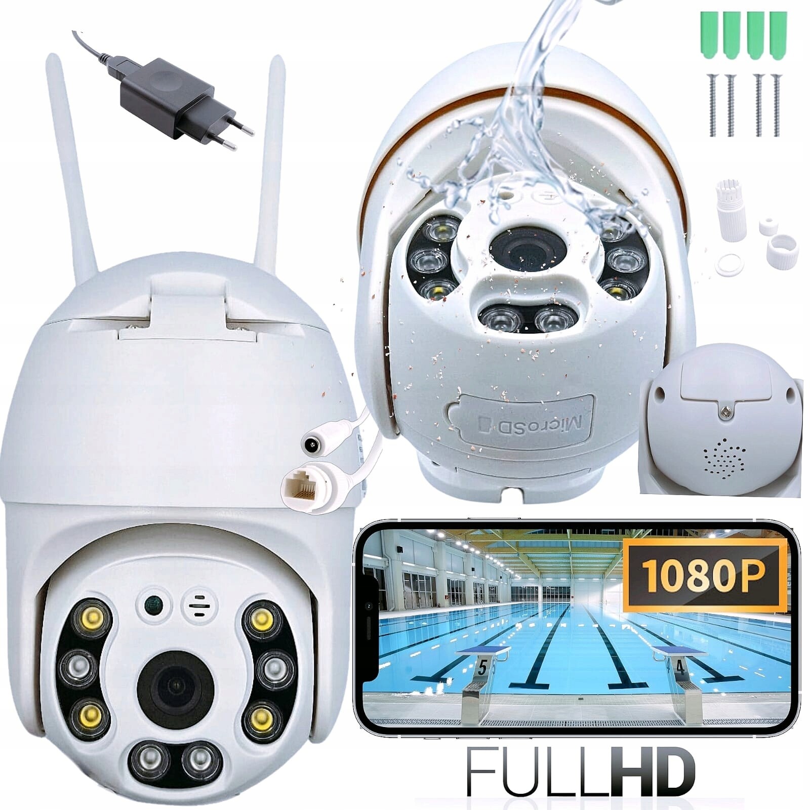 Venkovní WiFi kamera Otočná Full Hd Oznámení Alarm Mikrofon Zoom