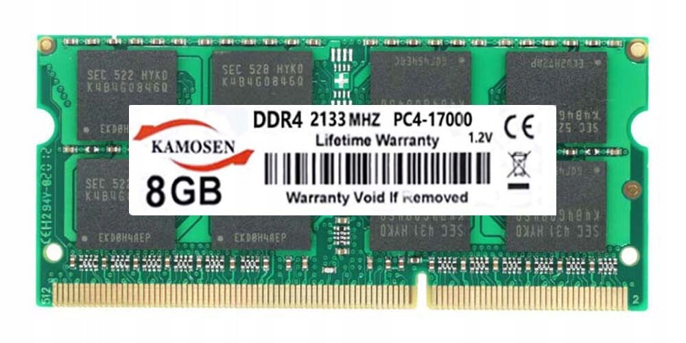 Paměť Ram Memory DDR4 1x8GB 2133 MHz PC4-17000 Sodimm Laptop Zelený CL15