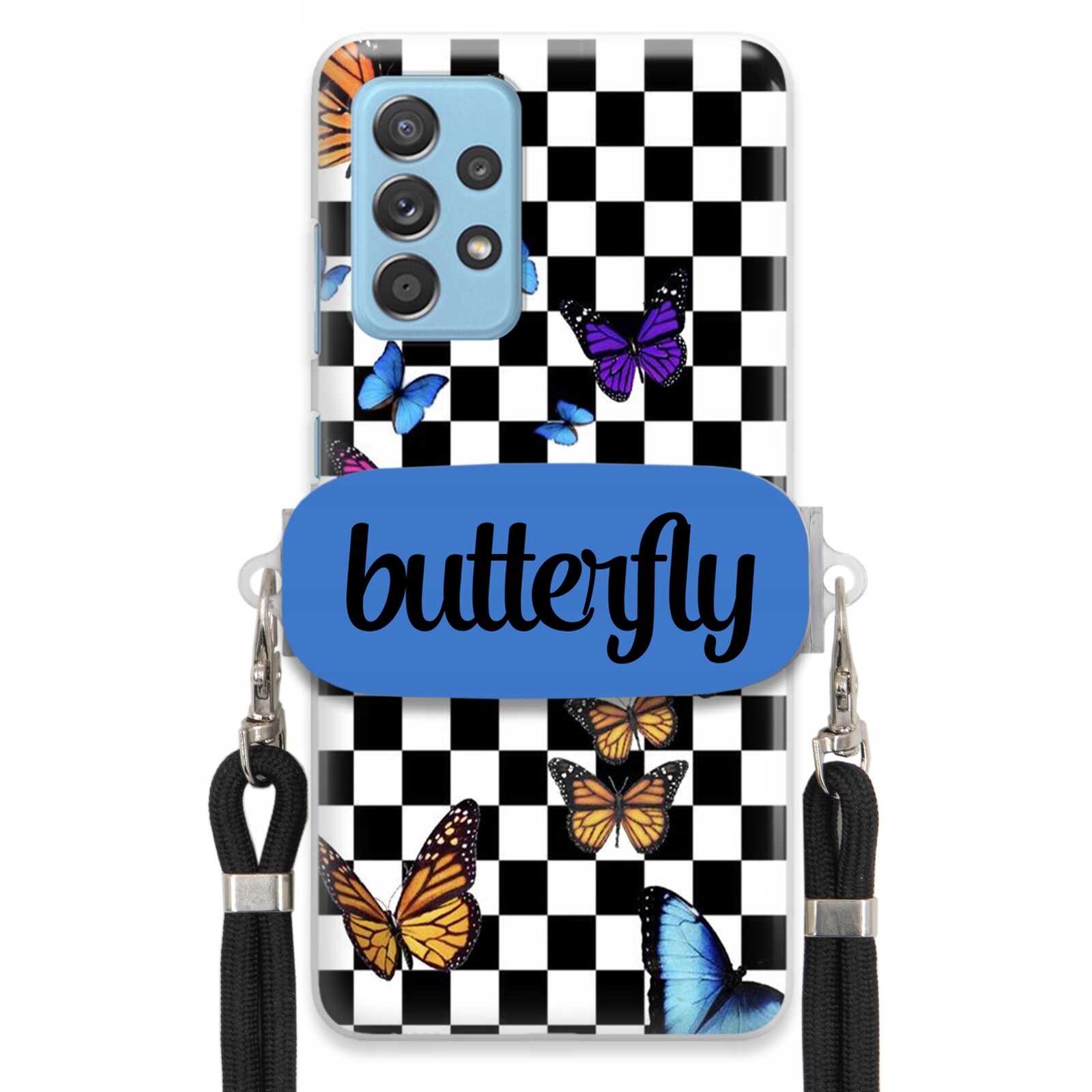 Pouzdro Pro Samsung A33 5G Case Obdélníkový Úchyt Černé Vodítko Butterfly Motýli
