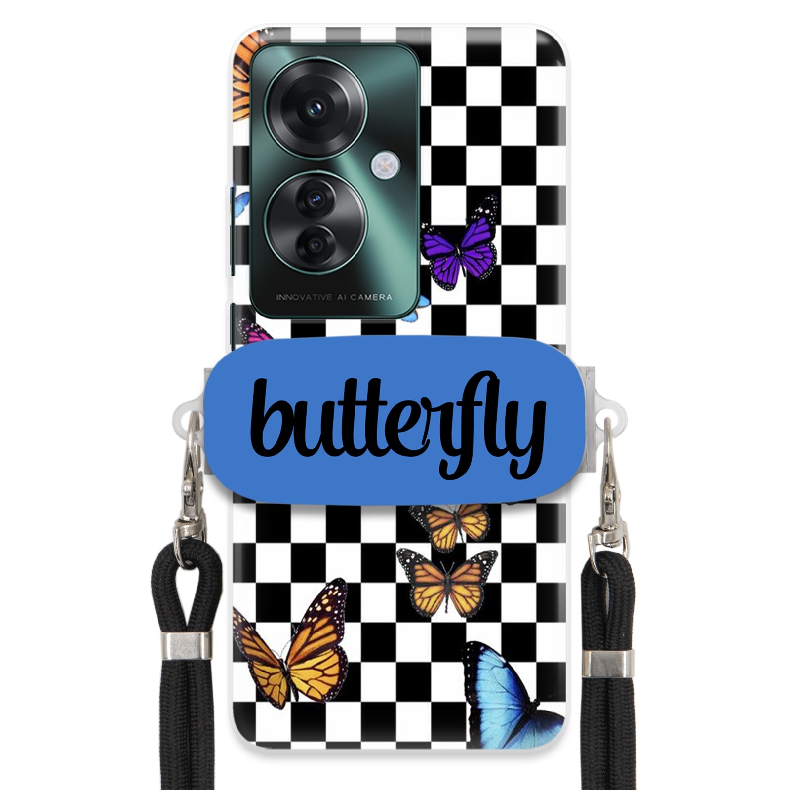 Pouzdro Pro Oppo Reno 11F 5G Case Obdélníkový Úchyt Vodítko Motýli