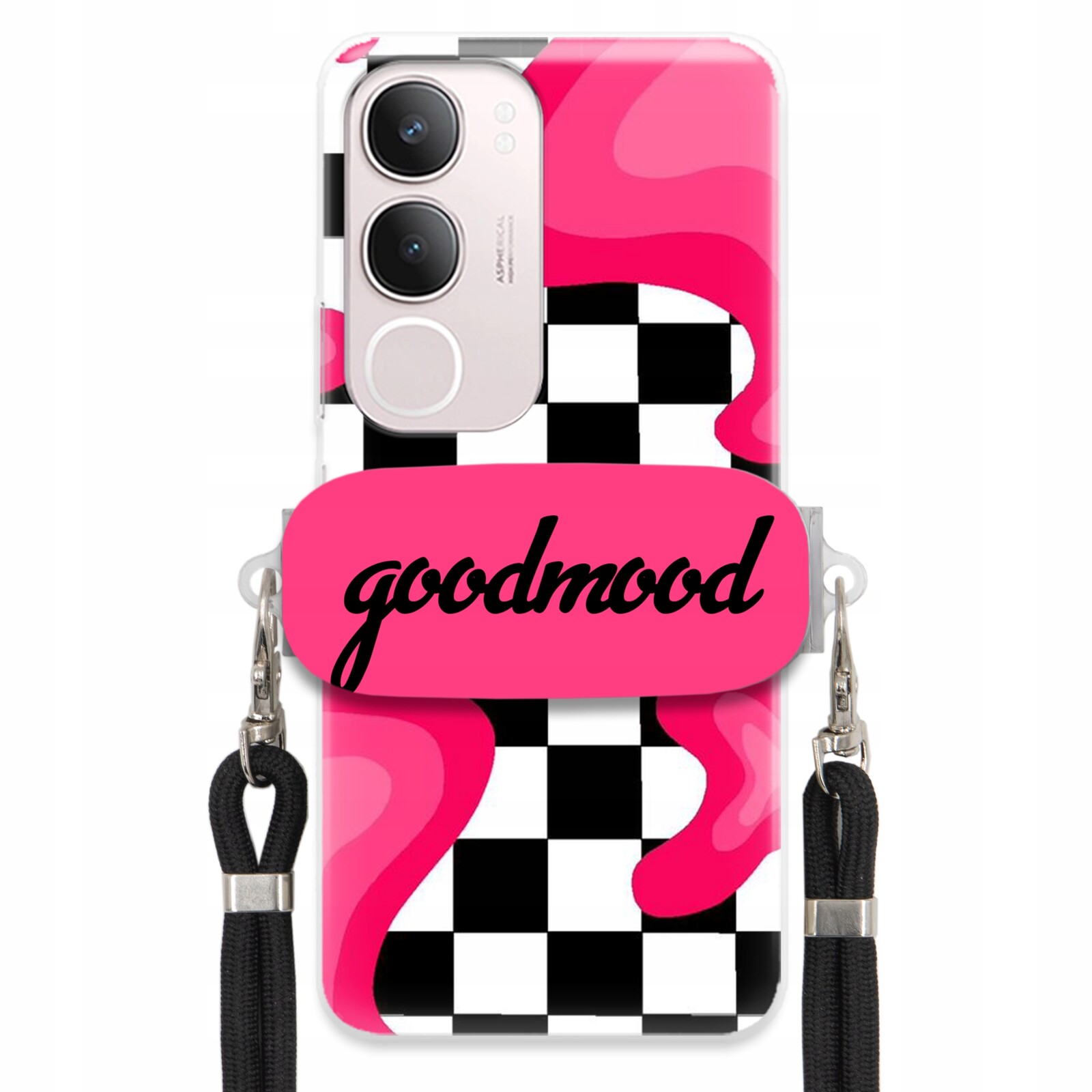 pouzdro na Vivo Y19S 4G Set Case Držák Na Vodítko Černý Pro Teenagery Splash