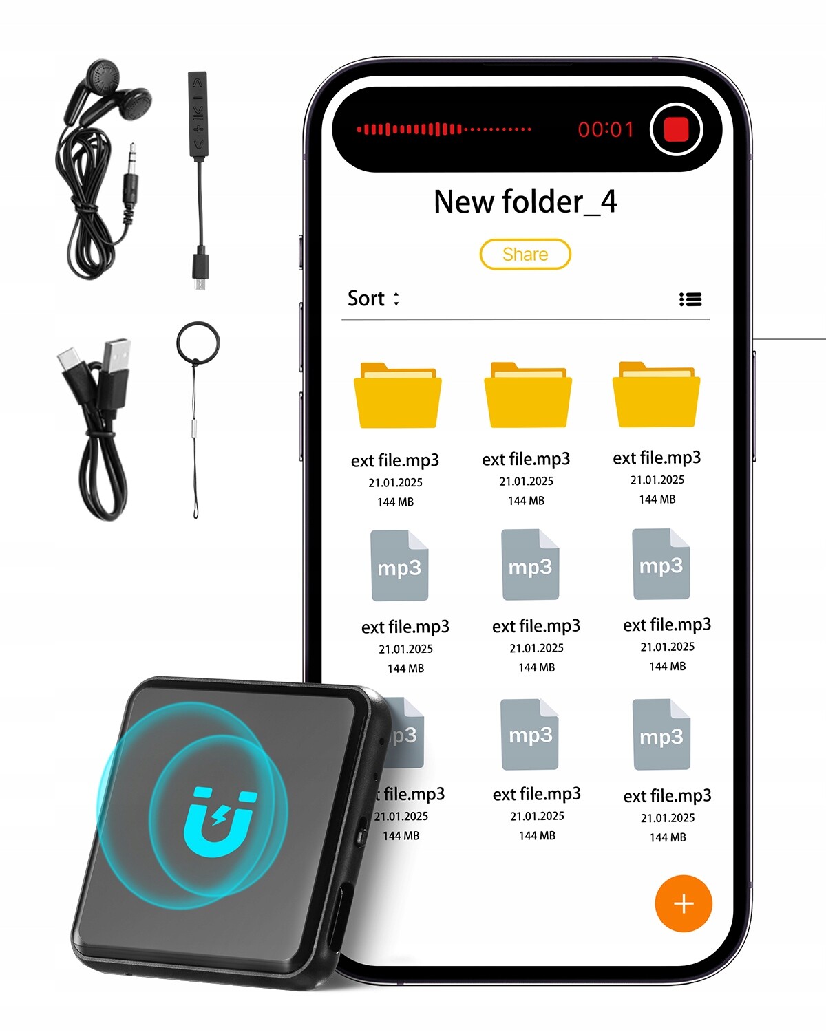 Vevor Mini Diktafon 128 Gb Magnetický Záznamník Zvuku S Odposlechem