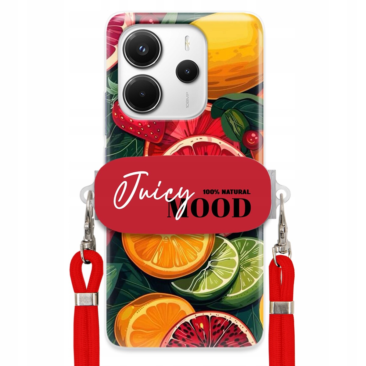 Pouzdro pro Xiaomi Redmi Note 14 4G Červené vodítko Držák Juice Mood Módní
