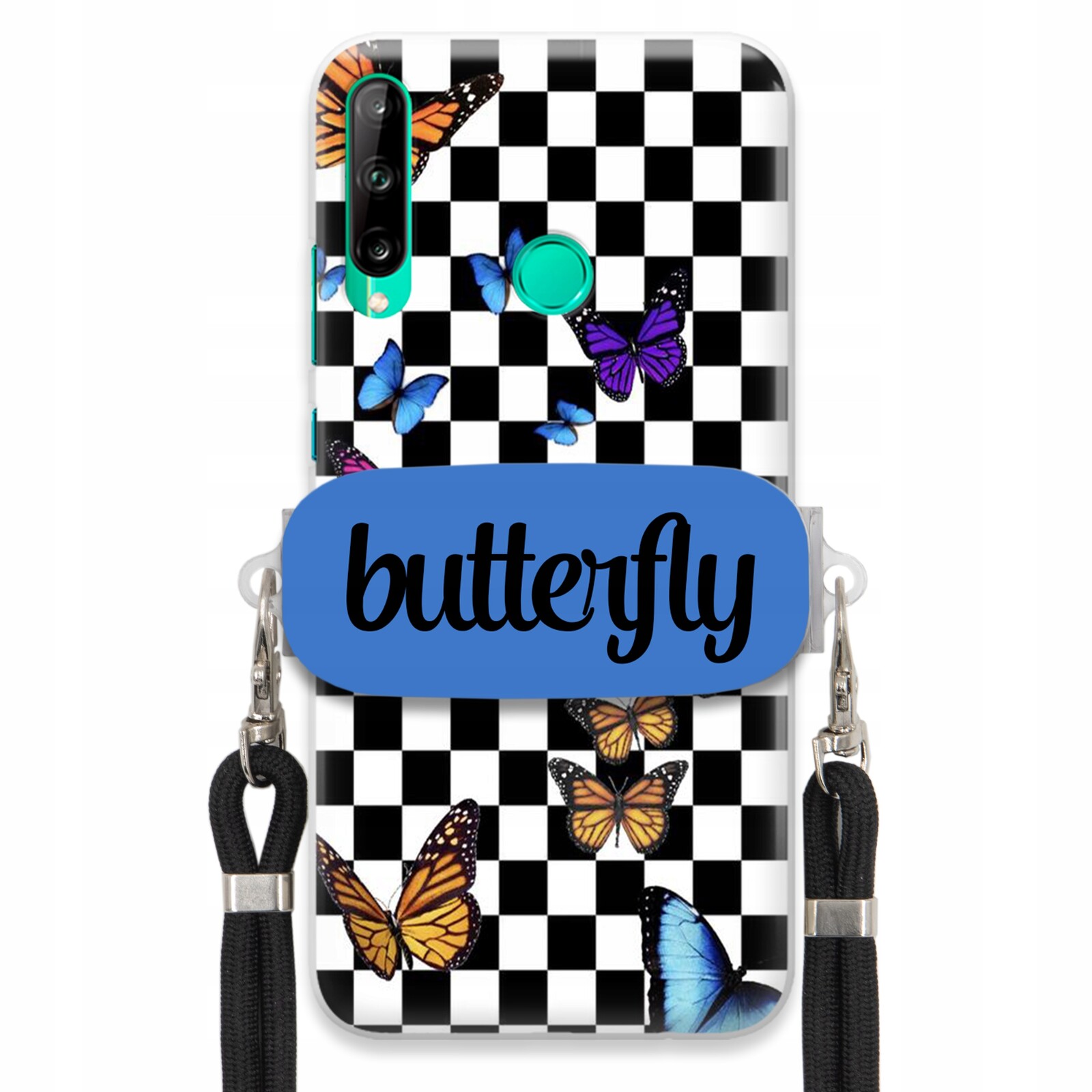Pouzdro Pro Huawei P40 Lite E Case Obdélníkový Úchyt Vodítko Butterfly Motýli