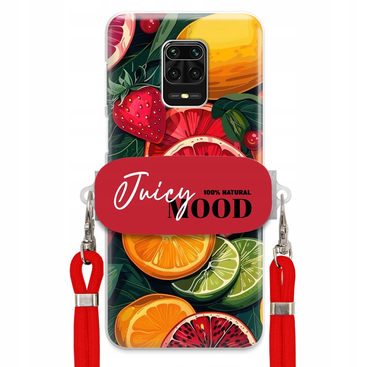 Pouzdro pro Xiaomi Redmi Note 9 Pro Max Červené vodítko Držák Juice Mood Módní