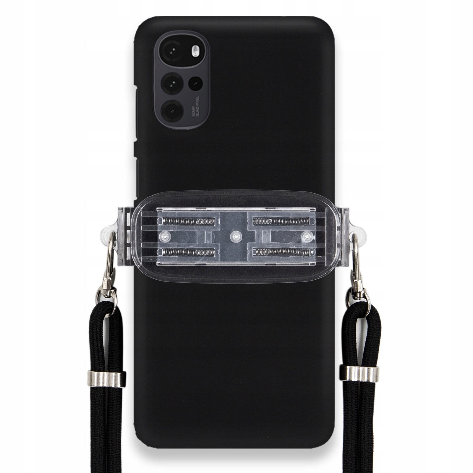 Pouzdro Pro Motorola G22 4G Matné Černé Pouzdro Univerzální Držák Černá Šňůrka