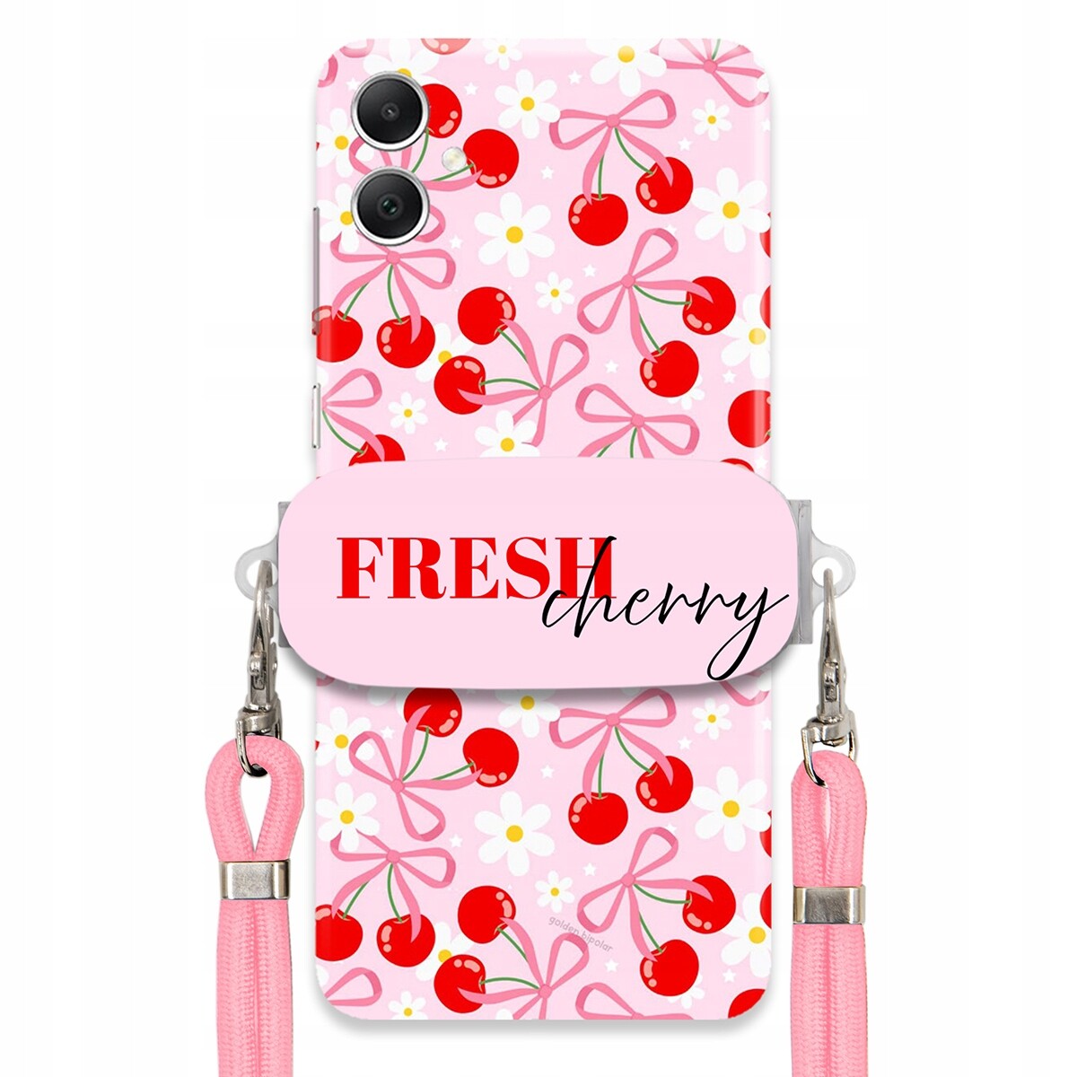 Pouzdro pro Samsung A05 Case Držák Šňůrky Růžová Cherry Třešničky Mašličky