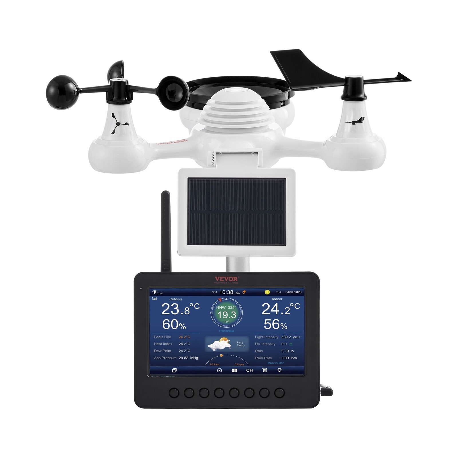 Vevor Meteorologická Stanice 7 V 1 Wlan Tft 7.3 Palců Solární Silný Přenos