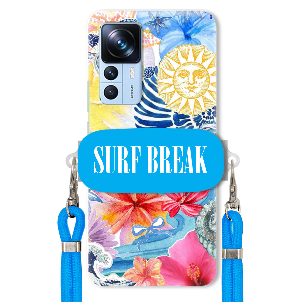 Pouzdro pro Xiaomi 12T Modré Crossbody vodítko Držák Surf Break Léta