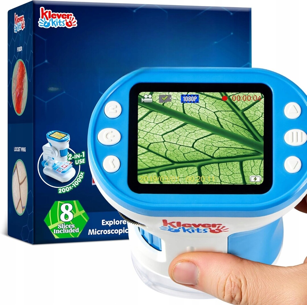 Vzdělávací Kapesní Mikroskop Klever Kits Pro Děti Digitální 2V1 60-180X