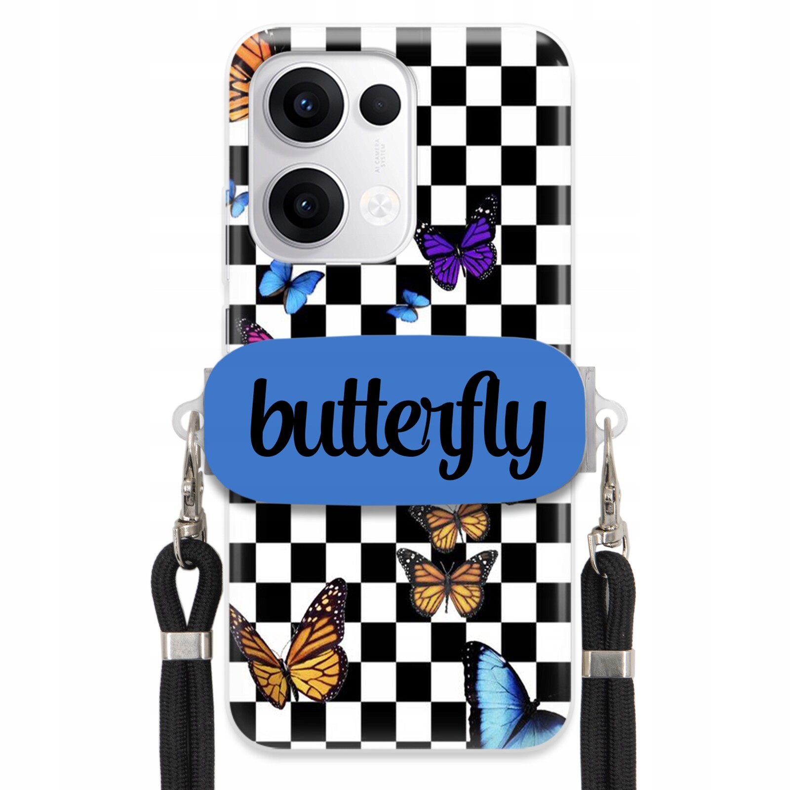 Pouzdro Pro Oppo Reno 13 5G Case Obdélníkový Držák Vodítko Butterfly Motýli