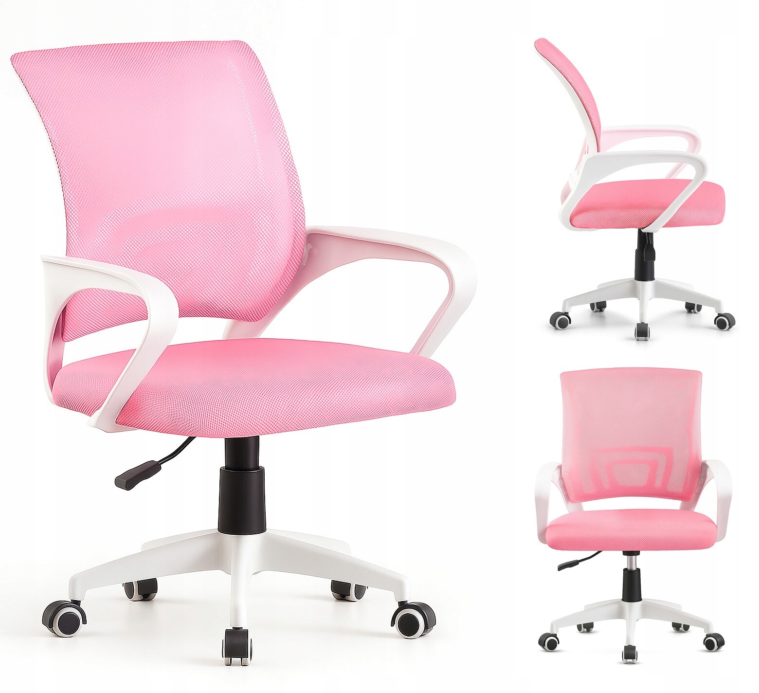 Růžové kancelářské křeslo Otočná ergonomická síťovaná židle pro dívku