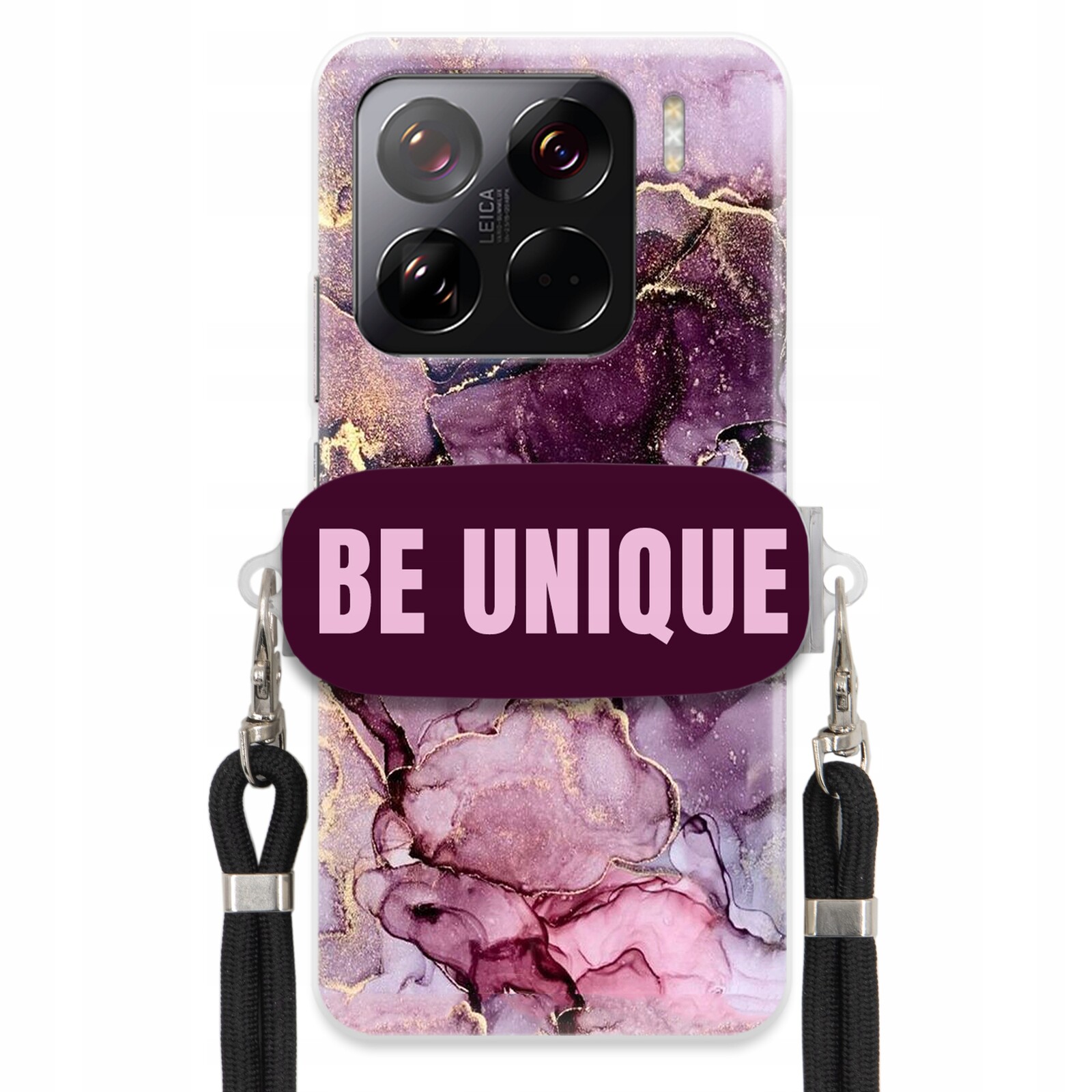 Pouzdro Premium pro Xiaomi 15 Pro Case Uchywt Šňůra Černá Fialová Mramorová