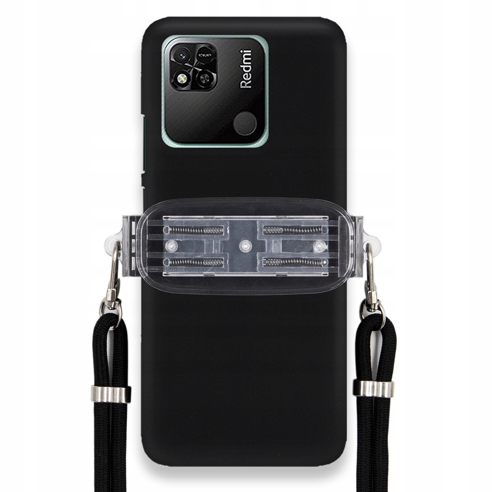 Pouzdro Pro Xiaomi Redmi 10A Matné Černé Pouzdro Univerzální Držák Černá Šňůra