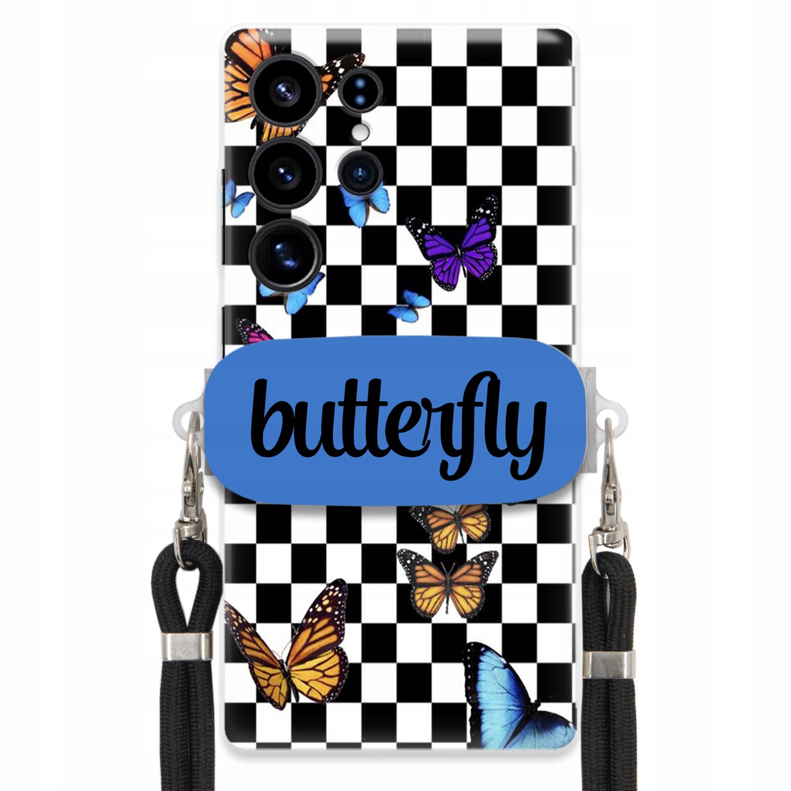 Pouzdro Pro Samsung S25 Ultra Case Obdélníkový Úchyt Vodítko Butterfly Motýli