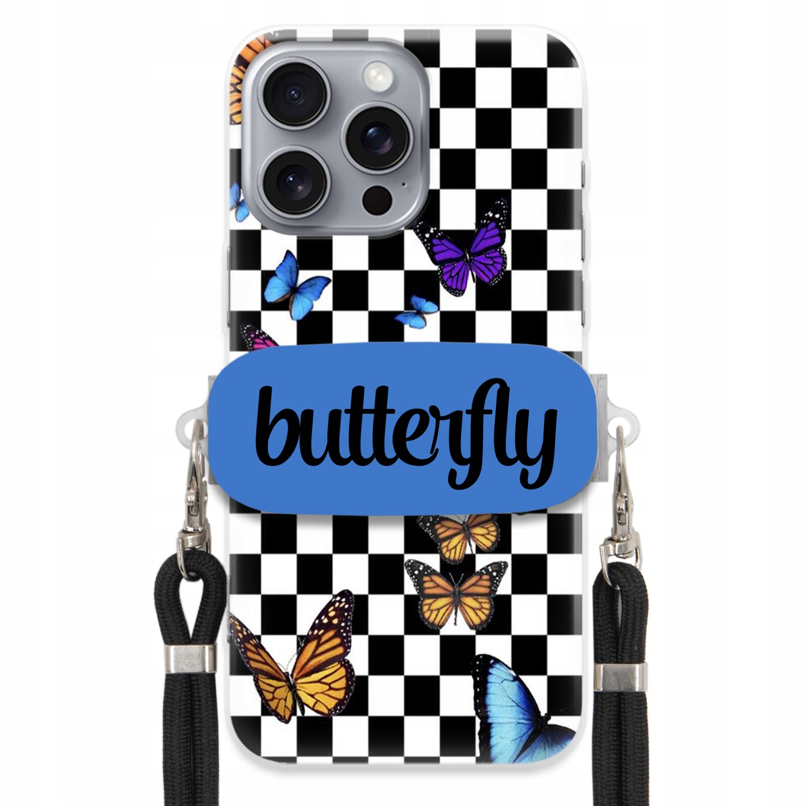 Pouzdro Pro Iphone 16 Pro Max Case Obdélníkový Držák Smyčky Butterfly Motýli