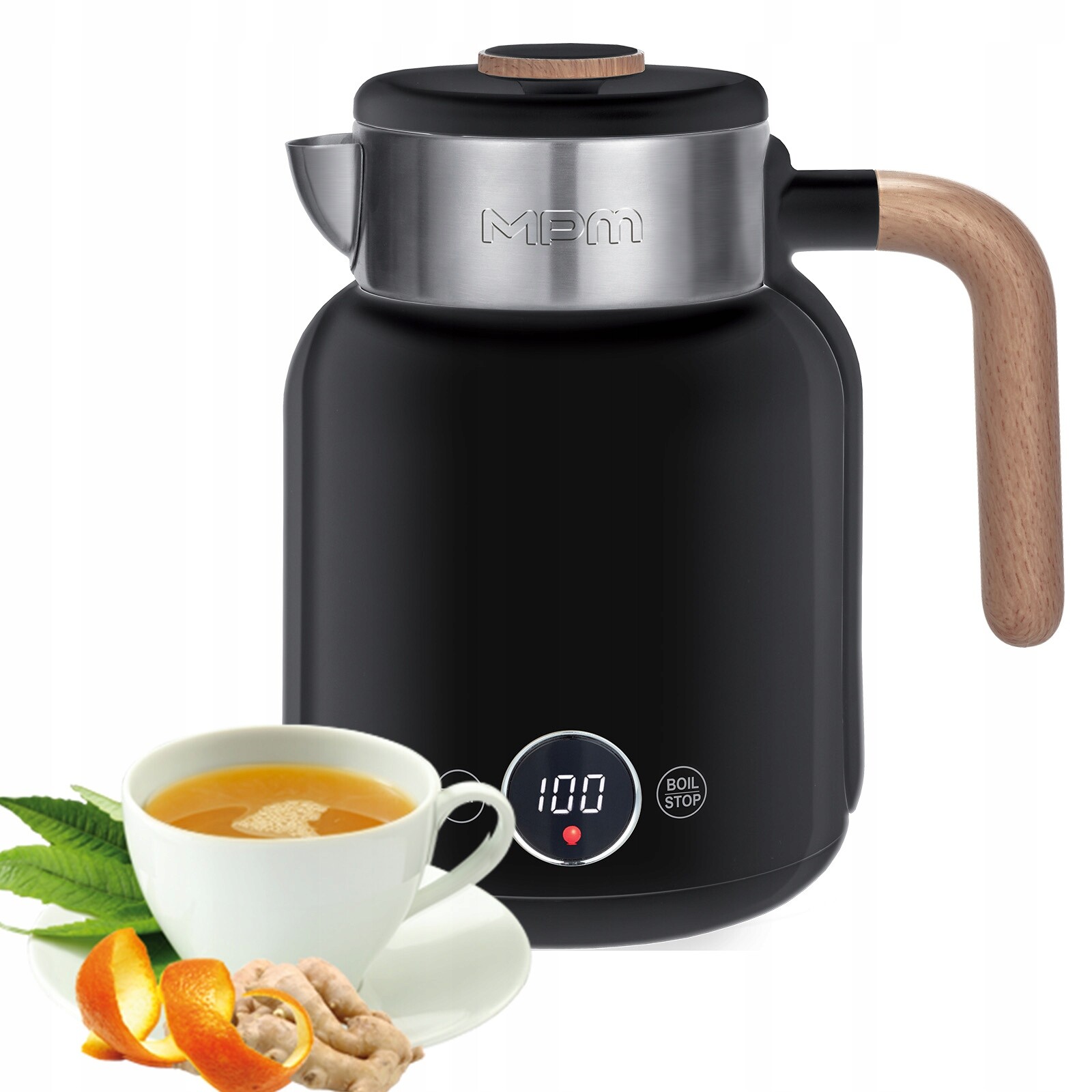 Elektrická konvice s dvojitou stěnou černá 2200 W Mpm MCZ-128/C