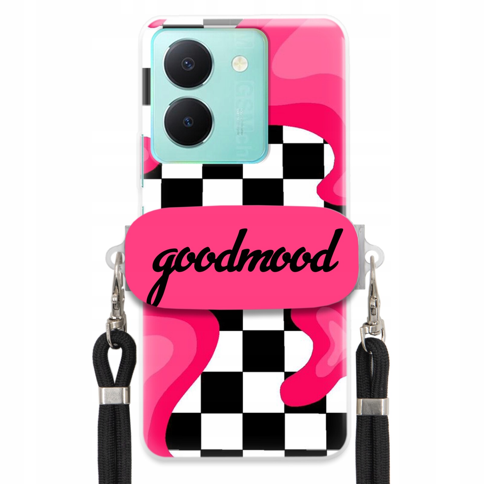 pouzdro na Vivo Y36 Sada Case Držák Na Vodítko Černá Pro Teenagery Splash