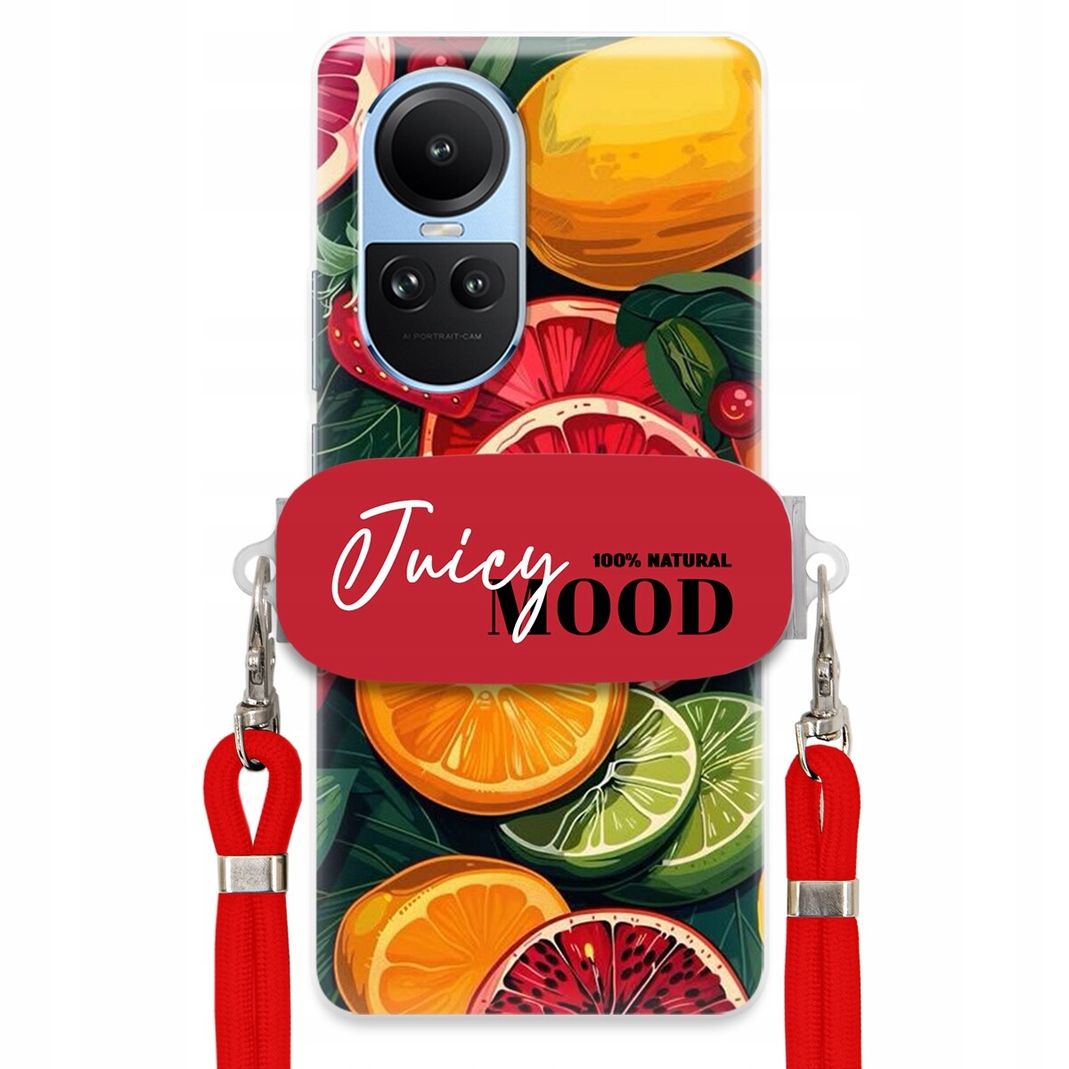 Pouzdro pro Oppo Reno 10 Pro 5G Červené vodítko Držák Fruit Ovoce Juice Mood