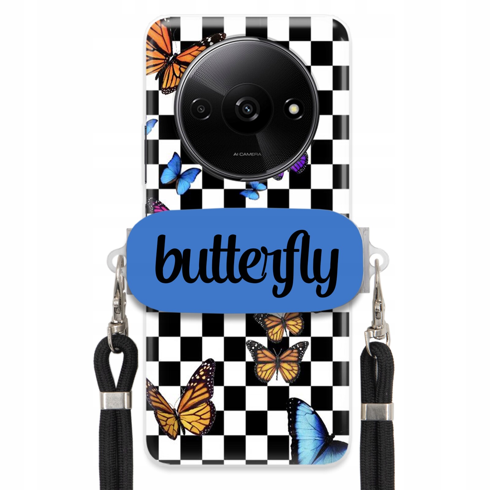 Pouzdro Pro Xiaomi Redmi A3 4G Case Obdélníkový Držák Vodítka Butterfly Motýli