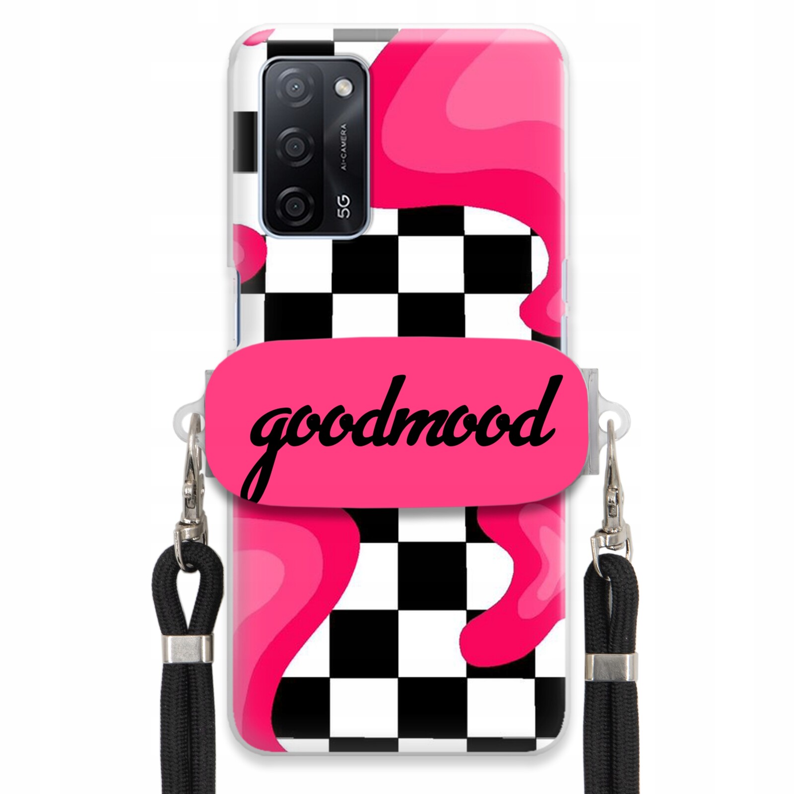 Pouzdro Pro Oppo A55 5G Sada Case Držák Na Vodítko Černá Pro Teenagery Splash