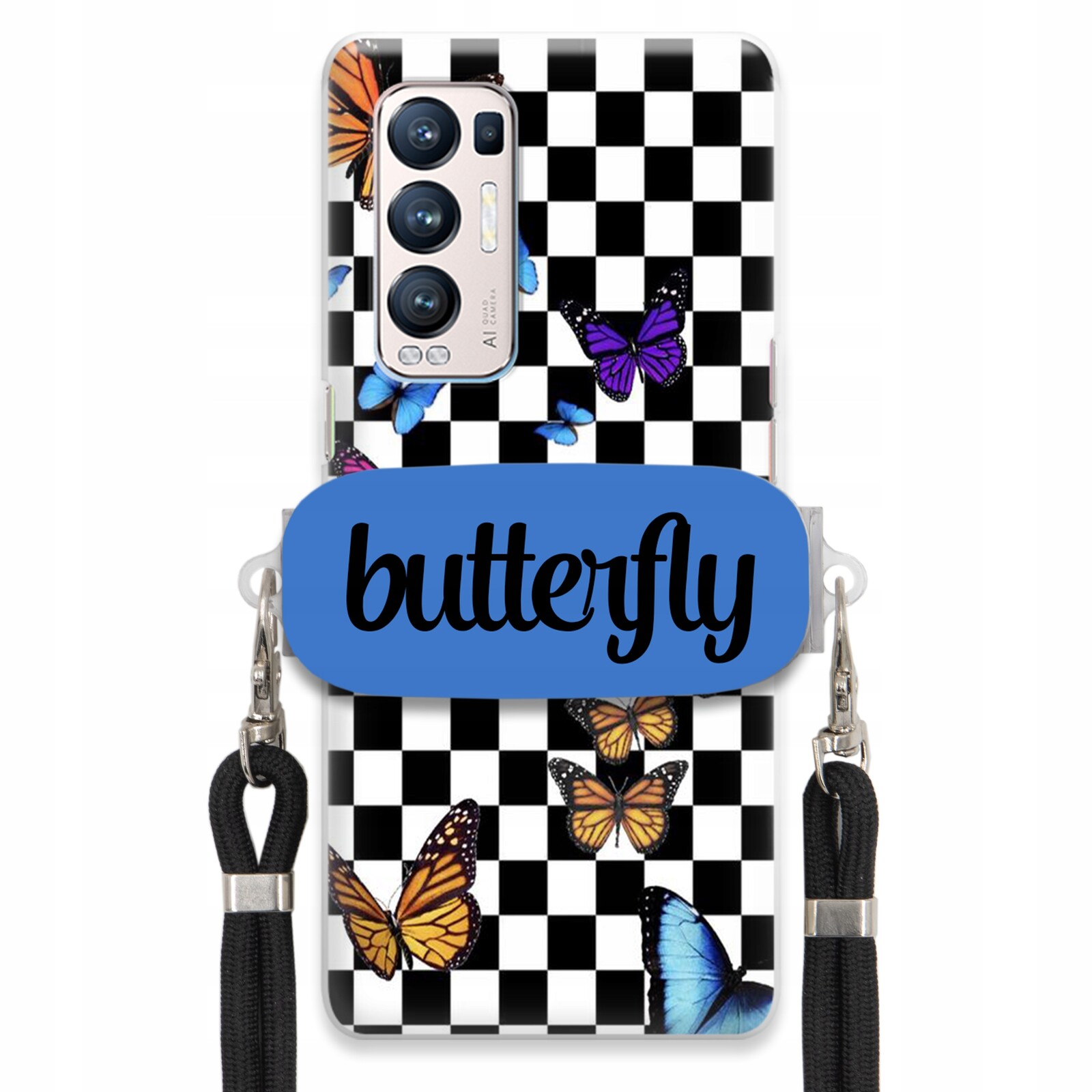 Pouzdro Pro Oppo Reno 5 Pro Plus 5G Case Obdélníkový Držák Vodítka Butterfly