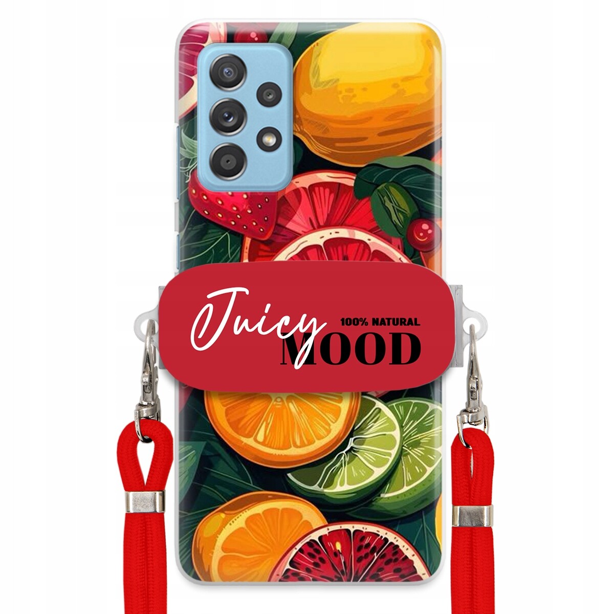 Pouzdro pro Samsung A33 5G Červené vodítko Crossbody+ Držák Juice Mood Ovoce