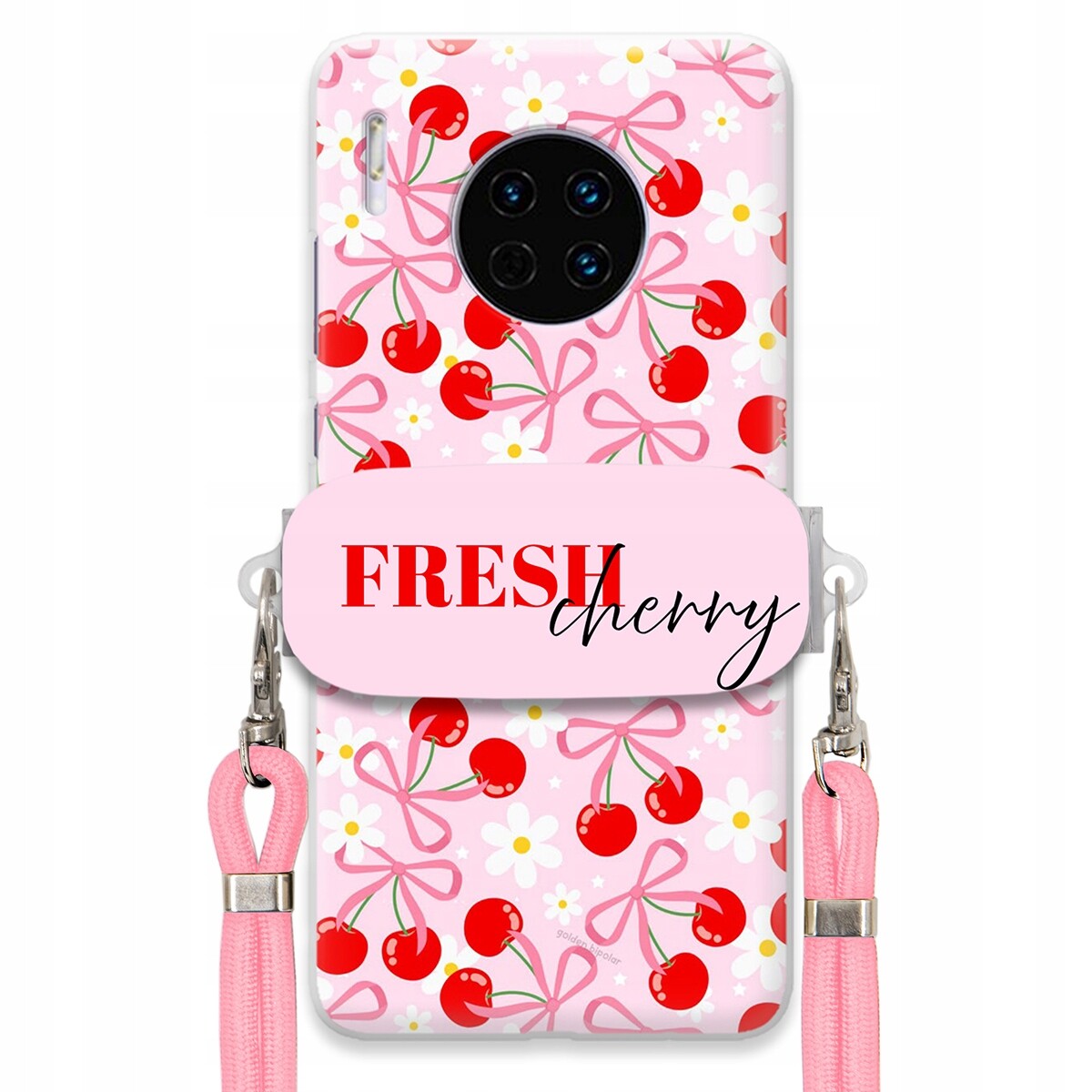 Pouzdro pro Huawei Mate 30 Pro Case Držák Šňůrky Růžová Fresh Cherry Mašle